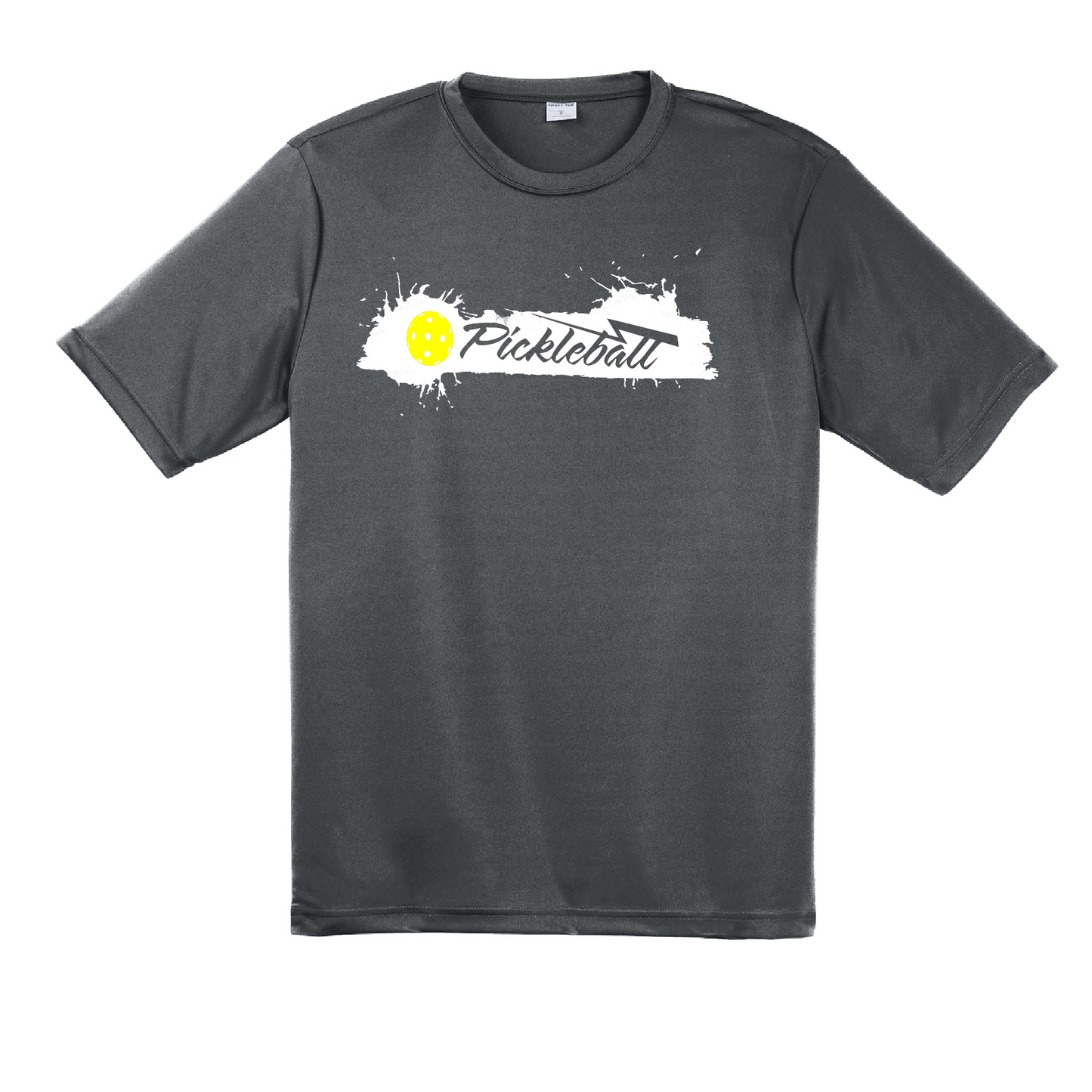 Pickleball Design: Extreme  Men's Style: Short Sleeved   Shirts are lightweight, roomy and highly breathable. These moisture-wicking shirts are designed for athletic performance. They feature PosiCharge technology to lock in color and prevent logos from fading. Removable tag and set-in sleeves for comfort.