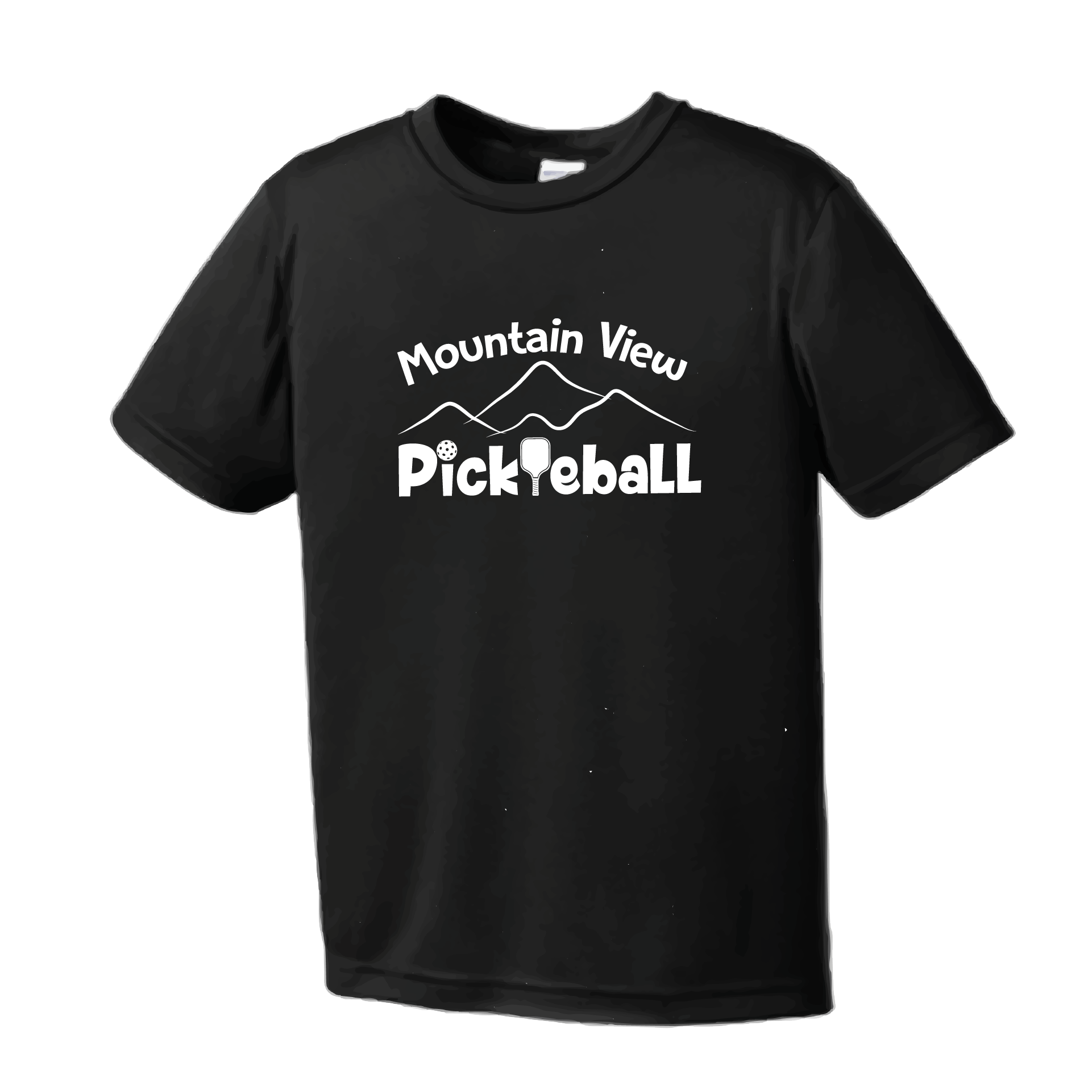 Pickleball Design: Mountain View Pickleball Club  Men's Styles: Short-Sleeve  Turn up the volume in this Men's shirt with its perfect mix of softness and attitude. Material is ultra-comfortable with moisture wicking properties and tri-blend softness. PosiCharge technology locks in color. Highly breathable and lightweight.