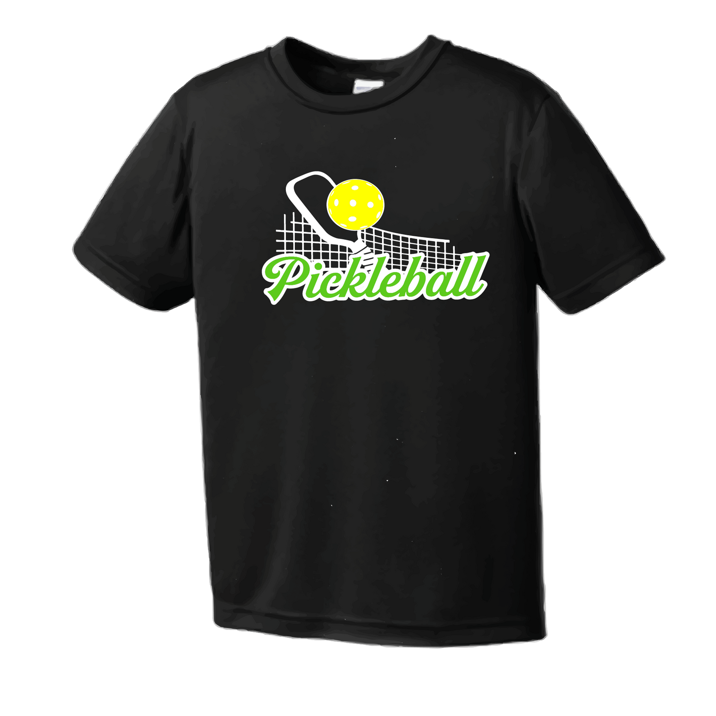 Pickleball Design: Pickleball Net  Men's Style:  Short Sleeve  Shirts are lightweight, roomy and highly breathable. These moisture-wicking shirts are designed for athletic performance. They feature PosiCharge technology to lock in color and prevent logos from fading. Removable tag and set-in sleeves for comfort.