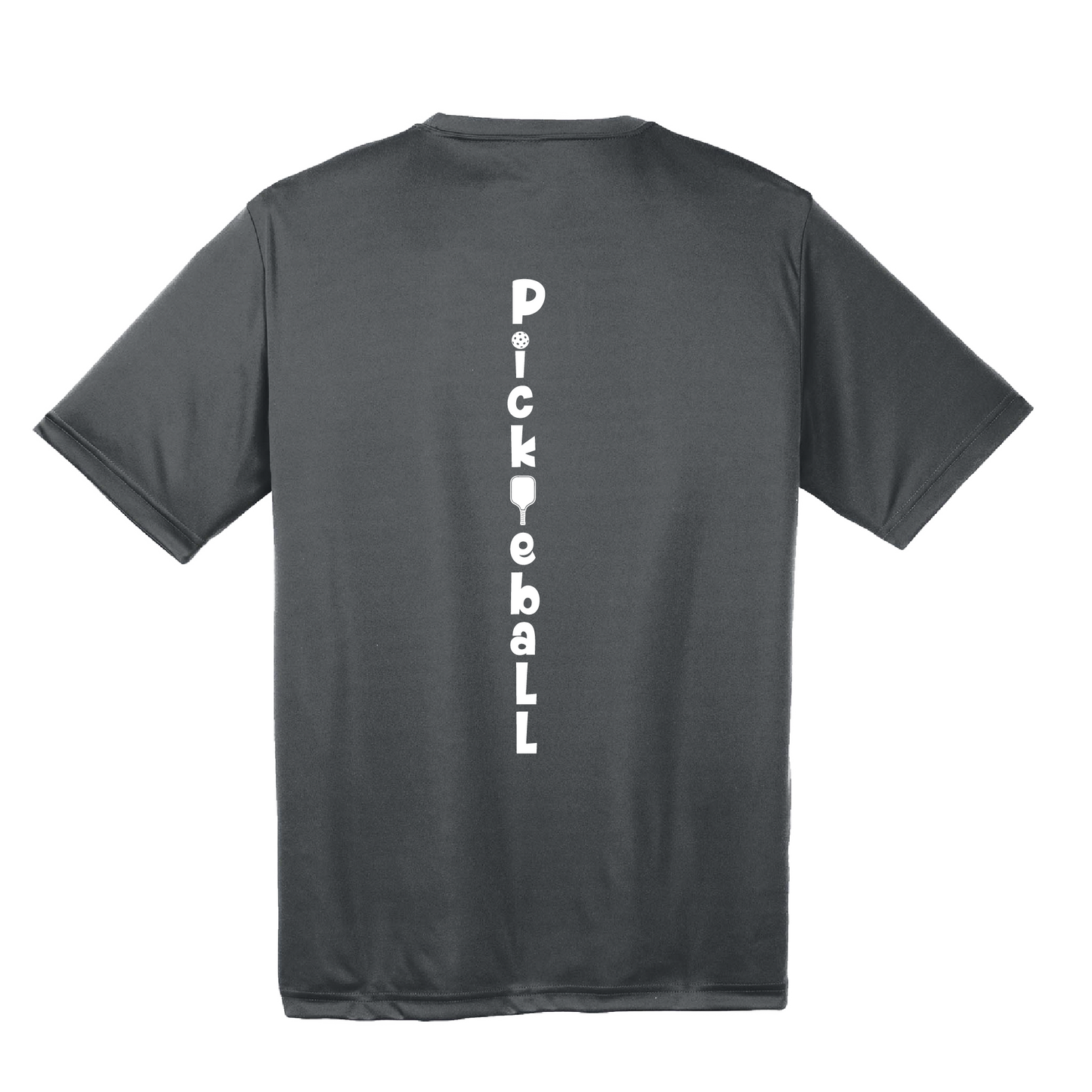 Pickleball Design: Pickleball Vertical Customizable Location  Men's Styles: Short Sleeve (SS)  Shirts are lightweight, roomy and highly breathable. These moisture-wicking shirts are designed for athletic performance. They feature PosiCharge technology to lock in color and prevent logos from fading. Removable tag and set-in sleeves for comfort.