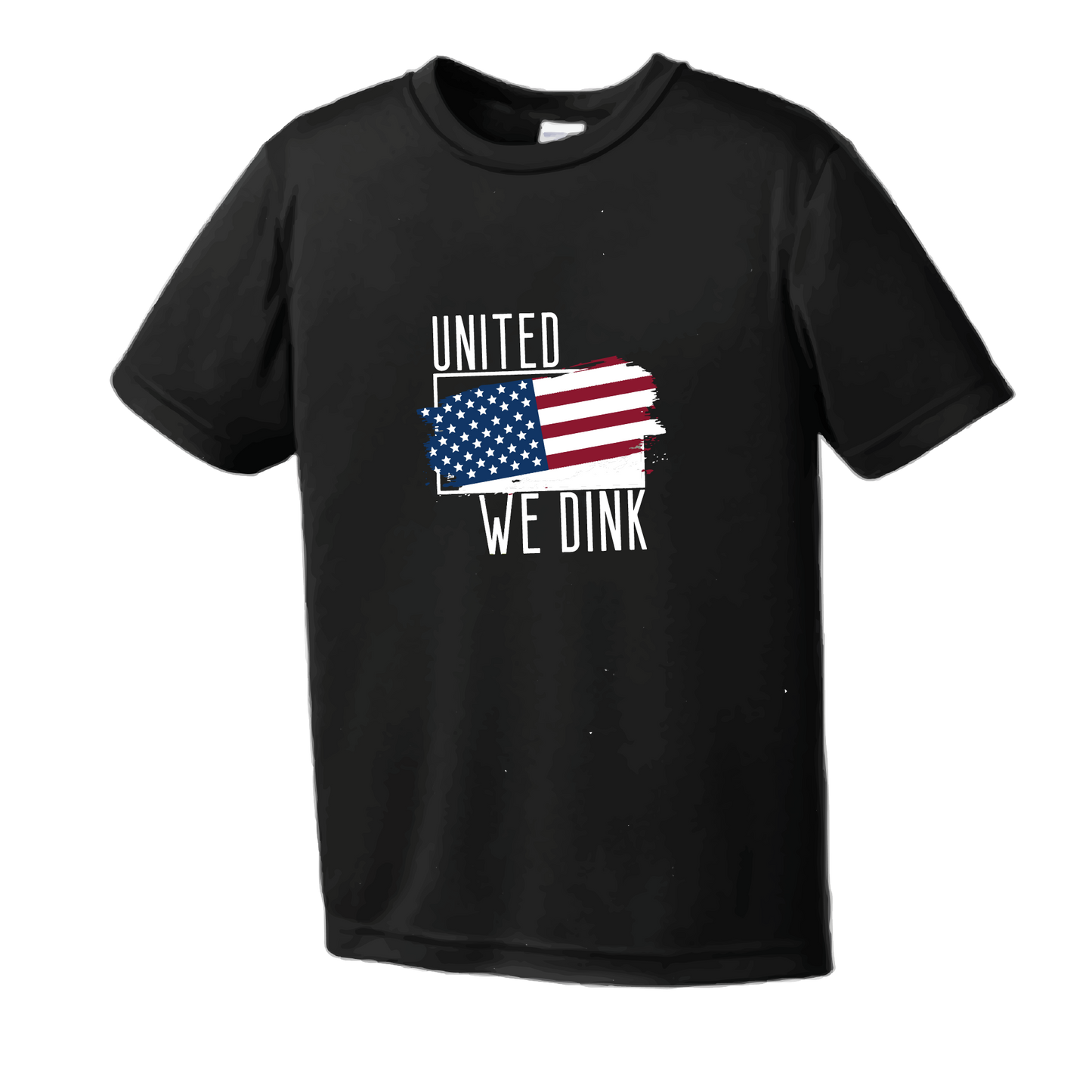 Pickleball Design: United We Dink.   Men's Styles: Short-Sleeve  Shirts are lightweight, roomy and highly breathable. These moisture-wicking shirts are designed for athletic performance. They feature PosiCharge technology to lock in color and prevent logos from fading. Removable tag and set-in sleeves for comfort.