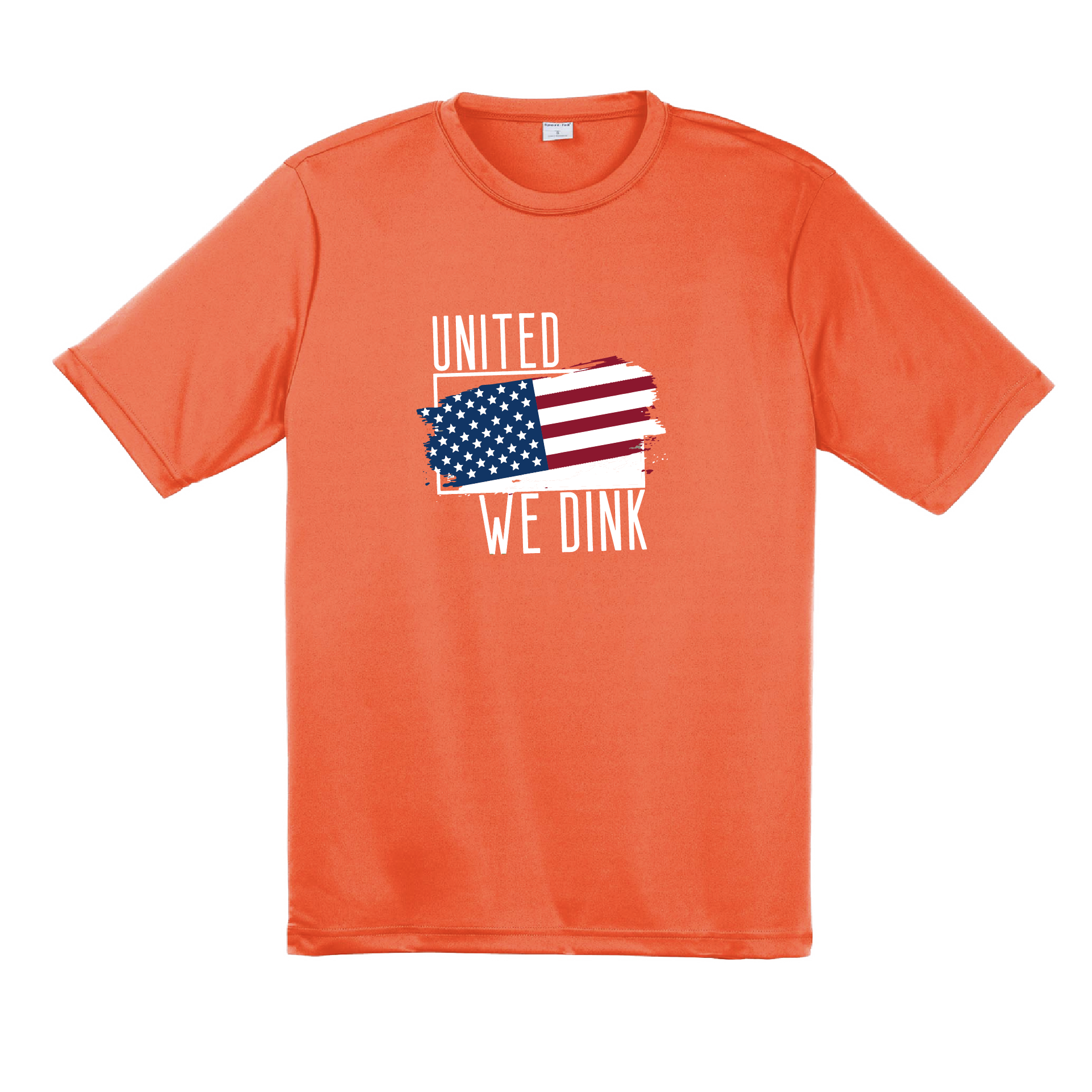 Pickleball Design: United We Dink.   Men's Styles: Short-Sleeve  Shirts are lightweight, roomy and highly breathable. These moisture-wicking shirts are designed for athletic performance. They feature PosiCharge technology to lock in color and prevent logos from fading. Removable tag and set-in sleeves for comfort.