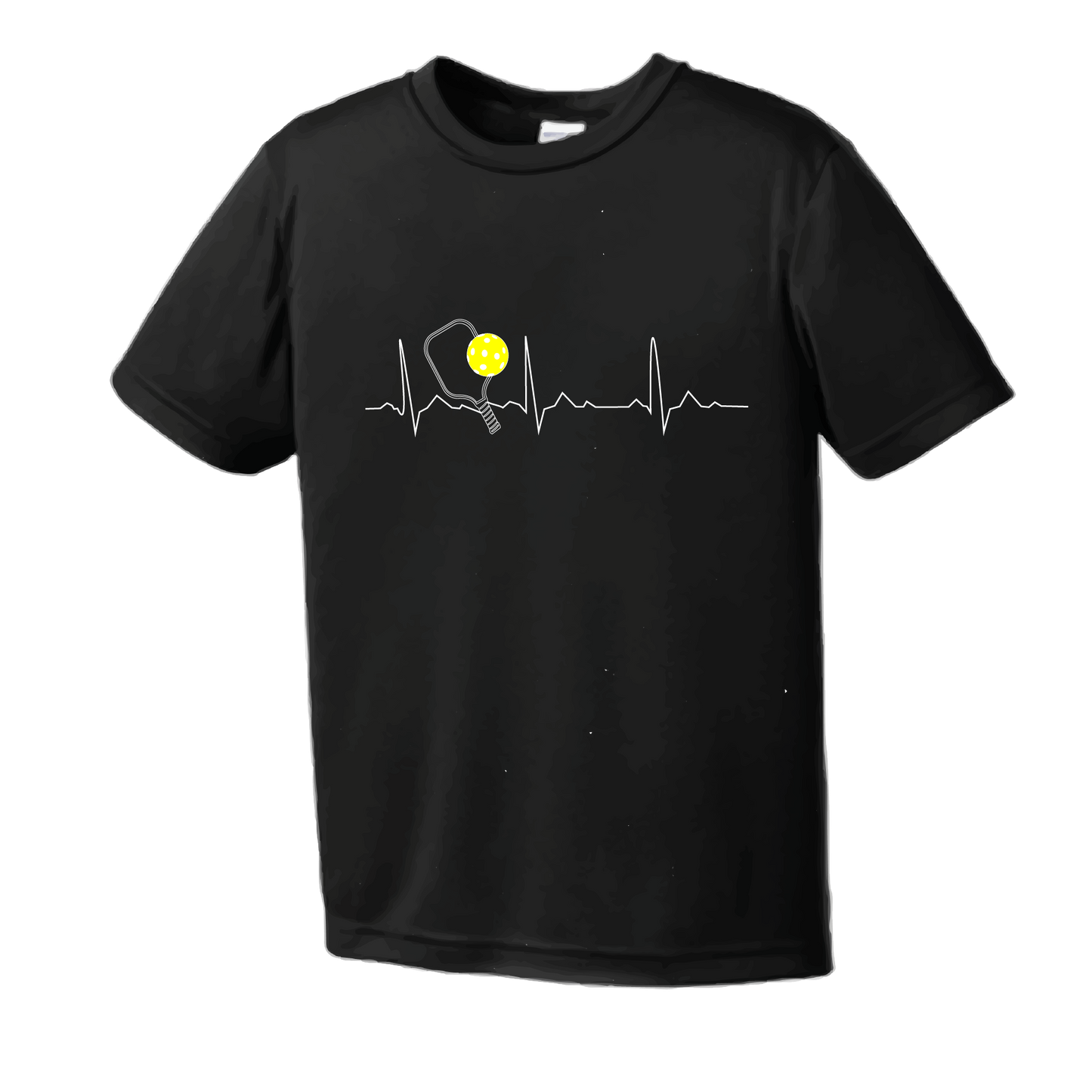 Pickleball Design: Heartbeat  Men's Style: Short Sleeve  Shirts are lightweight, roomy and highly breathable. These moisture-wicking shirts are designed for athletic performance. They feature PosiCharge technology to lock in color and prevent logos from fading. Removable tag and set-in sleeves for comfort.