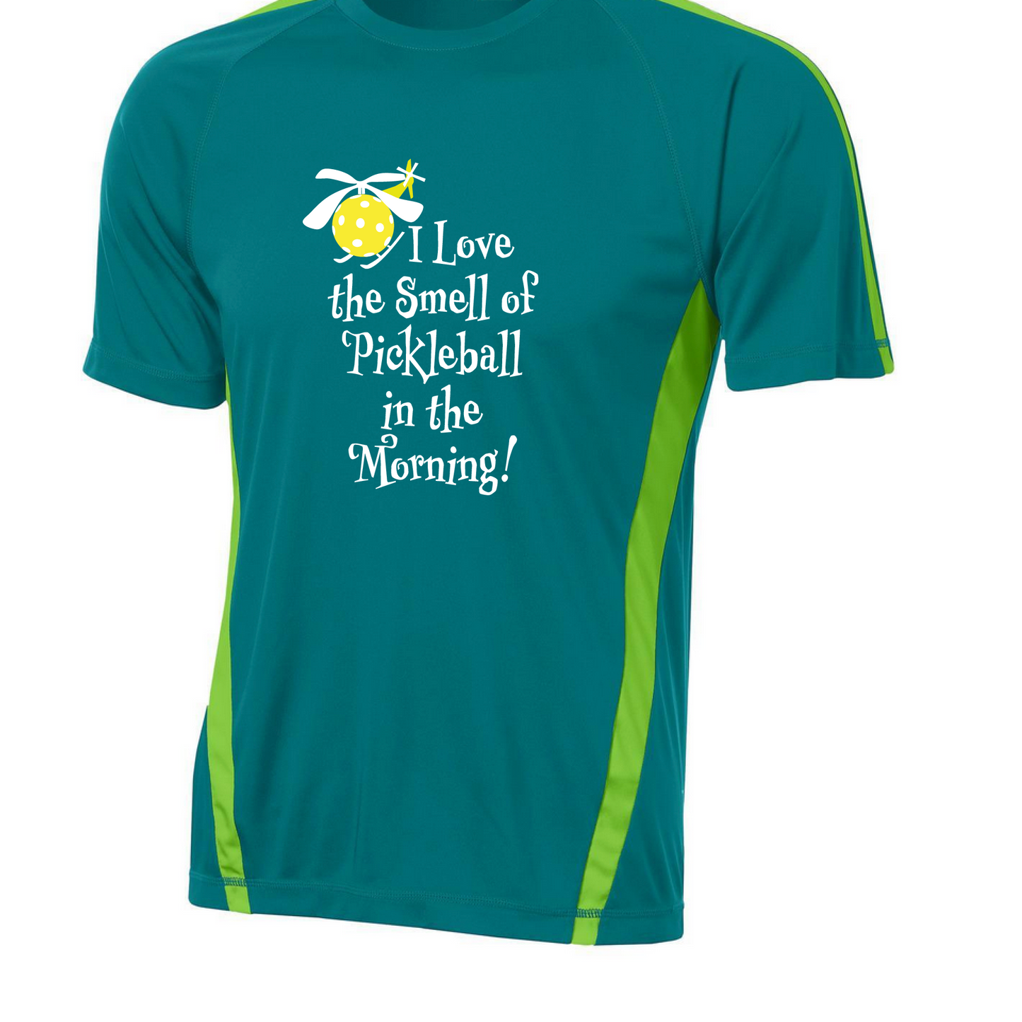 Pickleball Design: I Love the Smell of Pickleball in the Morning -  Men's Short Sleeve Shirt  Take on your opponents in maximum comfort. Our lightweight, value- priced Competitor Tee has a roomy, athletic cut and controls sweat like a champ. Improved with PosiChargeTM technology, it also locks in color for logos that won’t fade.