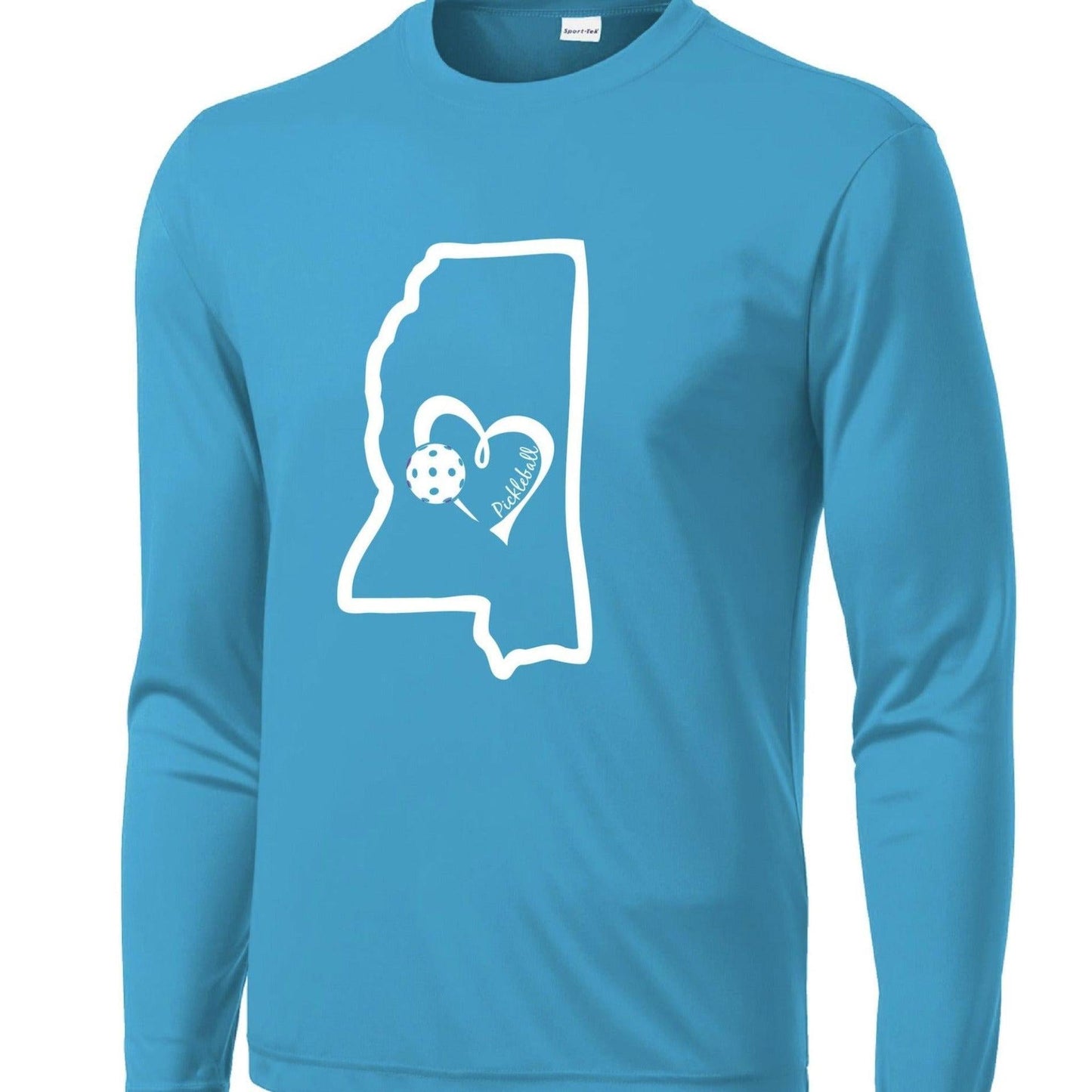 Mississippi State With Pickleball Love | Men's Long Sleeve Athletic Performance T-Shirt | 100% Polyester