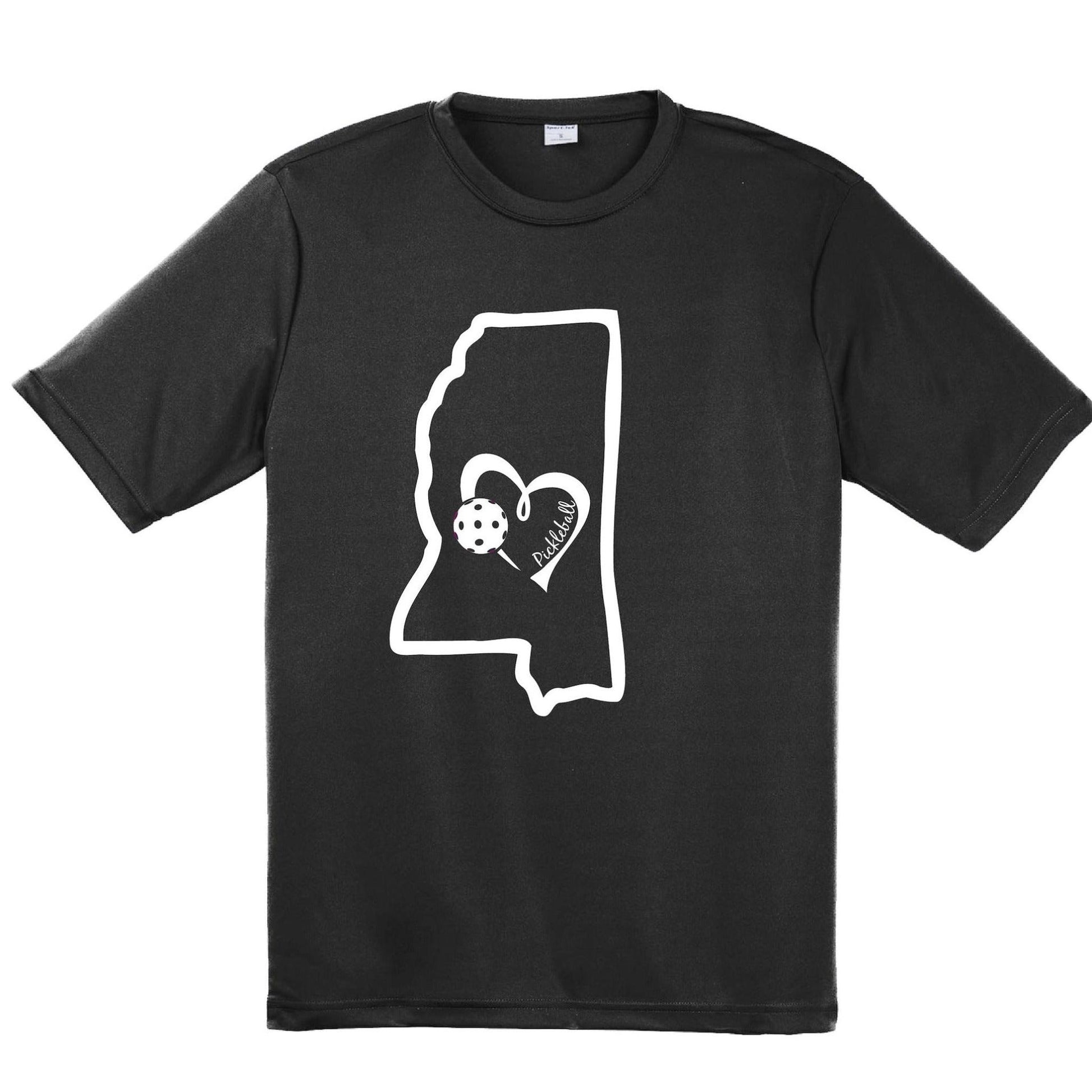 Mississippi State With Pickleball Love | Men's Short Sleeve Athletic Performance T-Shirt | 100% Polyester