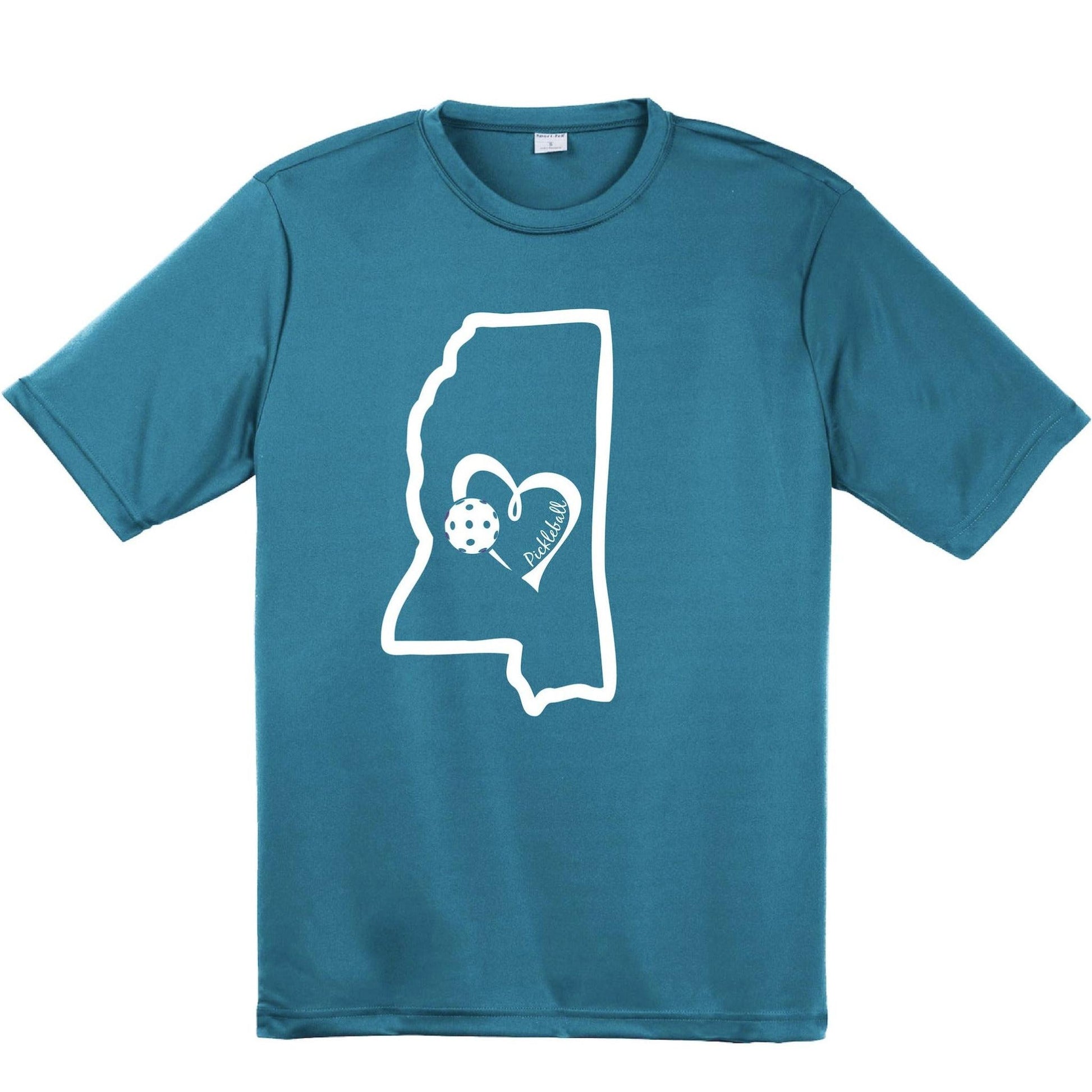 Mississippi State With Pickleball Love | Men's Short Sleeve Athletic Performance T-Shirt | 100% Polyester