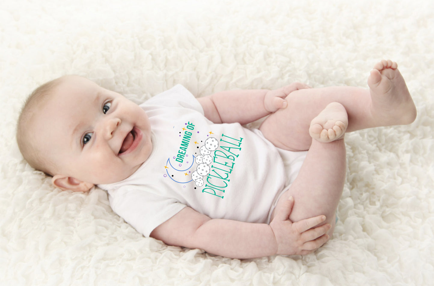 Dreaming Of Pickleball | Infant Short Sleeve Onesie | 100% Cotton