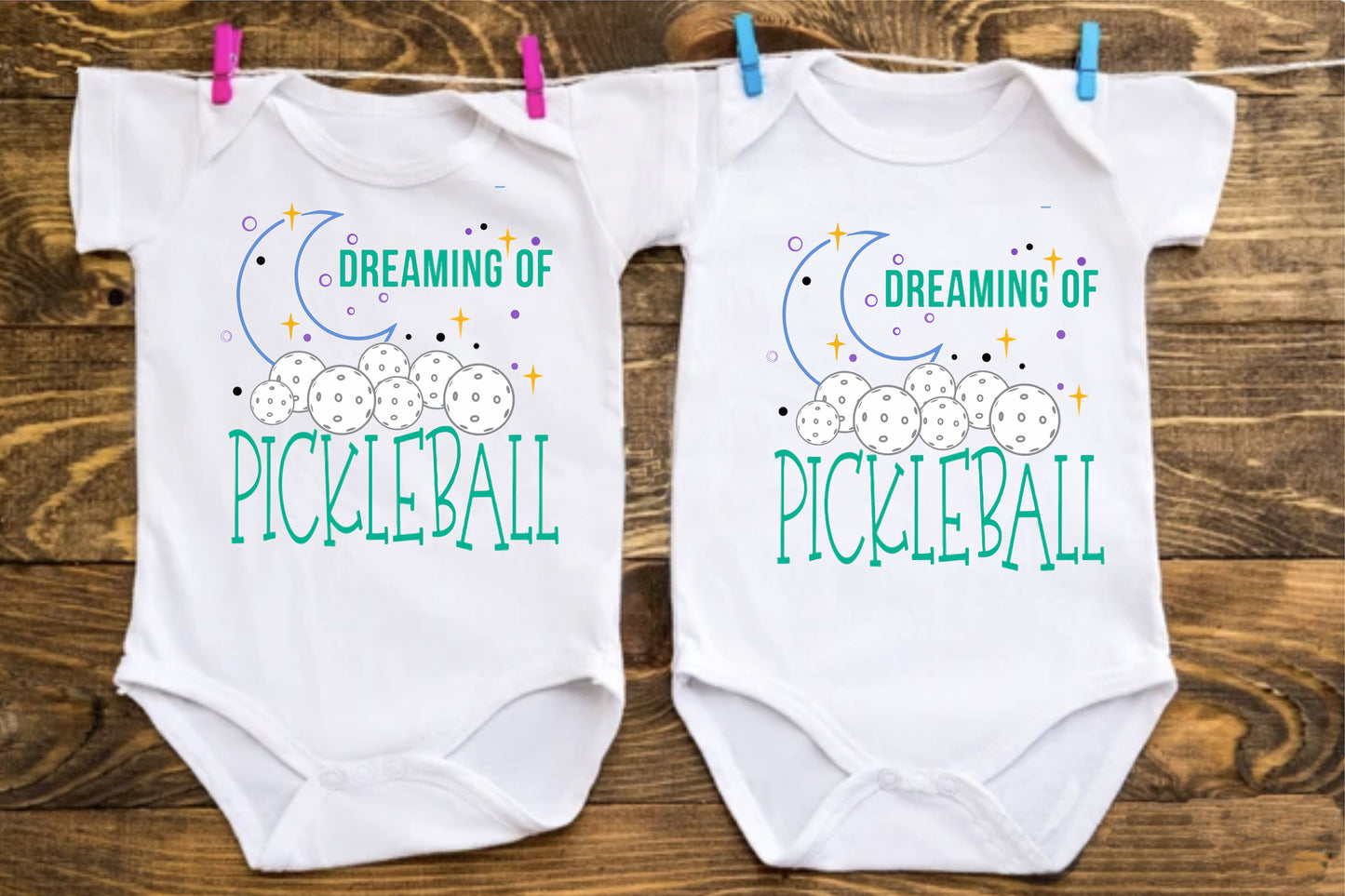 Dreaming Of Pickleball | Infant Short Sleeve Onesie | 100% Cotton