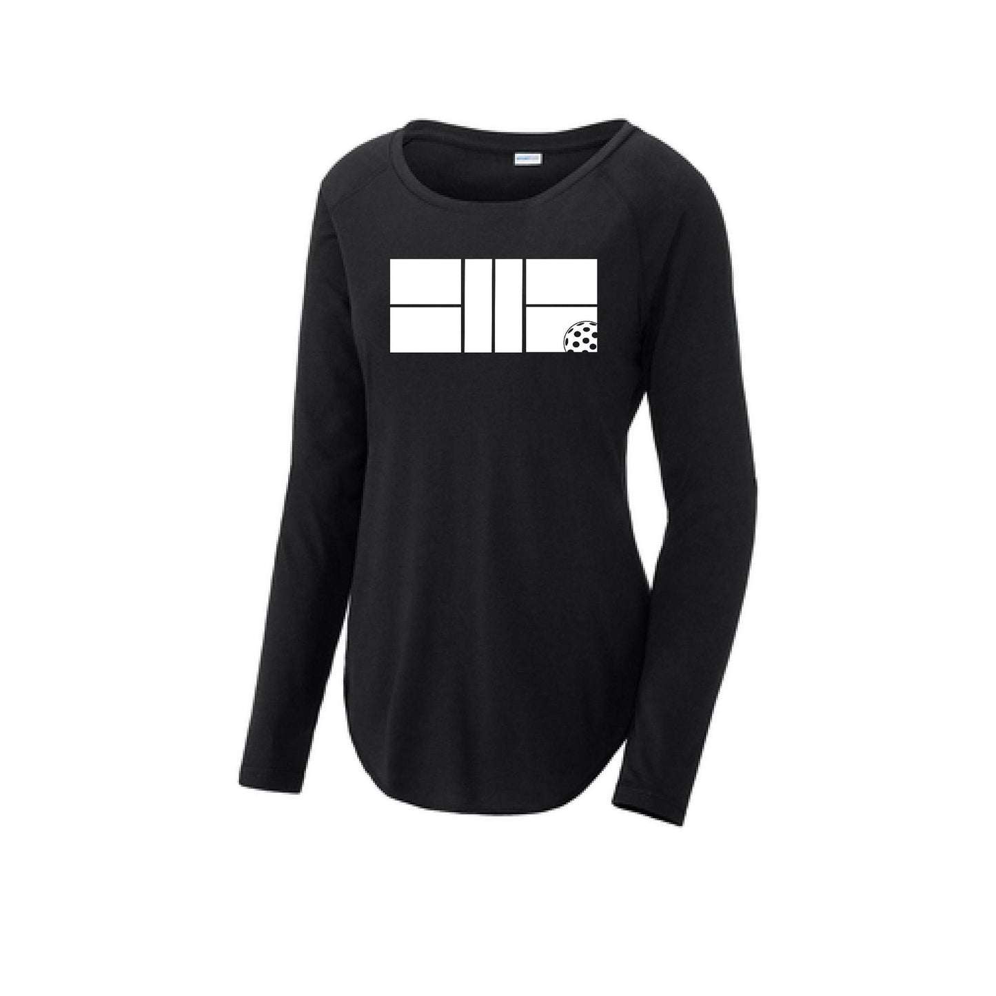 Pickleball Court | Clearance Women's Long Sleeve Scoop Neck Pickleball Performance T-Shirts | 75/13/12 poly/cotton/rayon