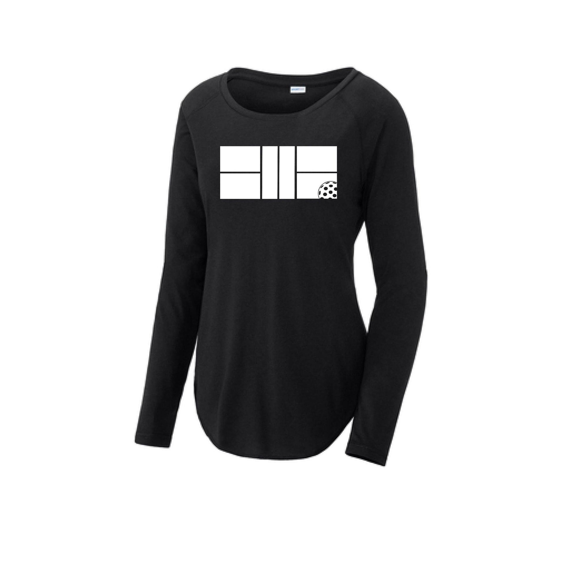 Pickleball Court | Clearance Women's Long Sleeve Scoop Neck Pickleball Performance T-Shirts | 75/13/12 poly/cotton/rayon