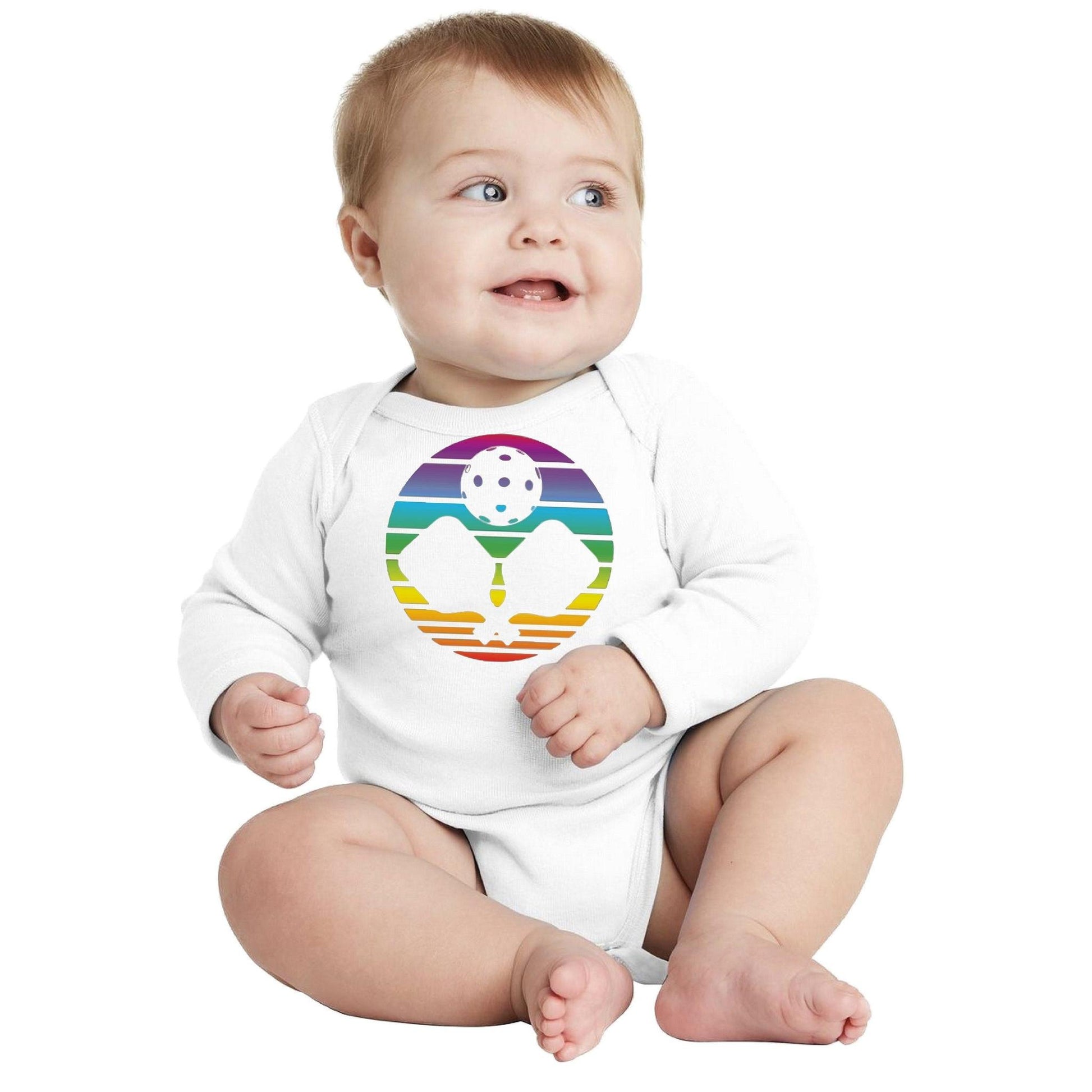 Pickleball Rainbow | Infant Long Sleeve One Piece Outfit | 100% Cotton