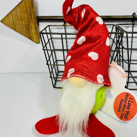 LARGE VALENTINE'S PICKLEBALL GNOME DECORATION AND GIFT!!  These large-sized pickleball gnomes are perfect for decoration or gifts for your pickleball addicted friends. Each Gnome is free-sitting and has a sign that comes with 1 of 3 sayings. You get to pick the Gnome you want and the sign to customize it for every pickleball lover in your life!! Adding a Pickleball Gnome to your house only makes it better.