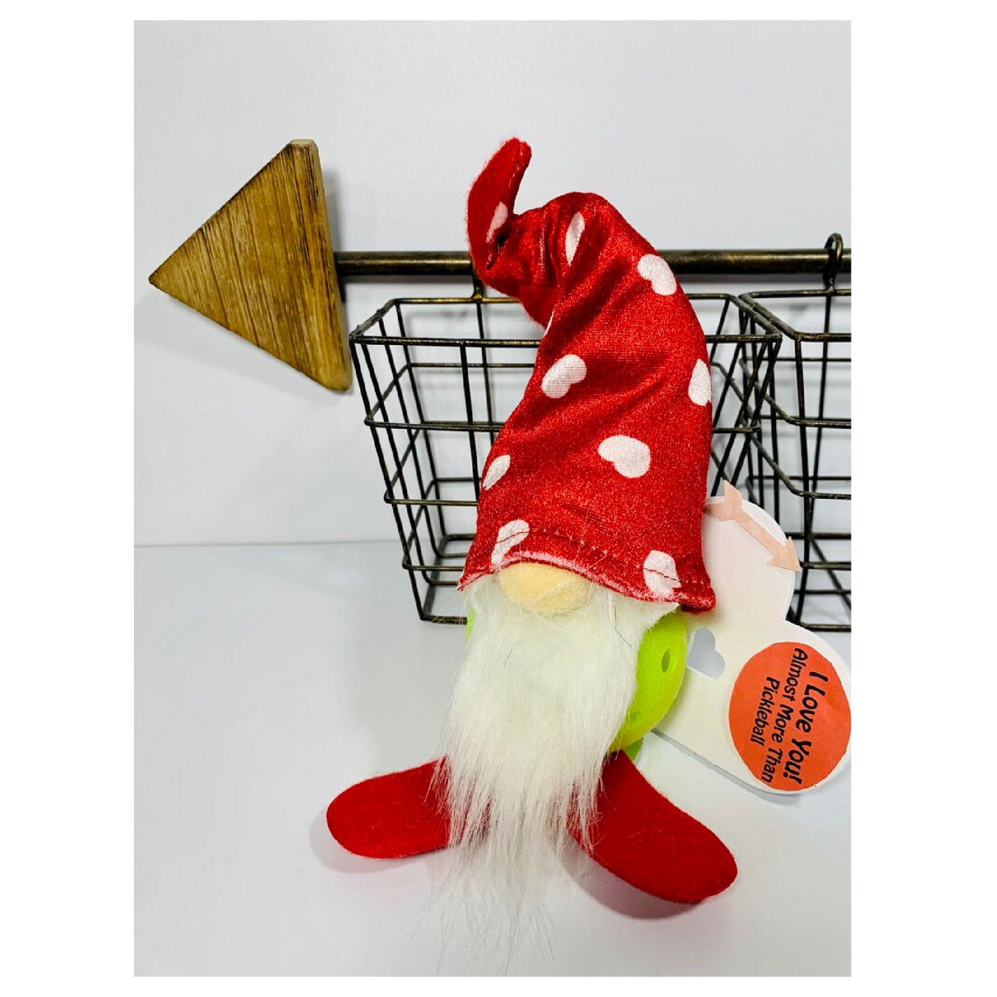 Large Valentine's Pickleball Gnome (Customizable) | Pickleball Valentine's Gifts And Decor