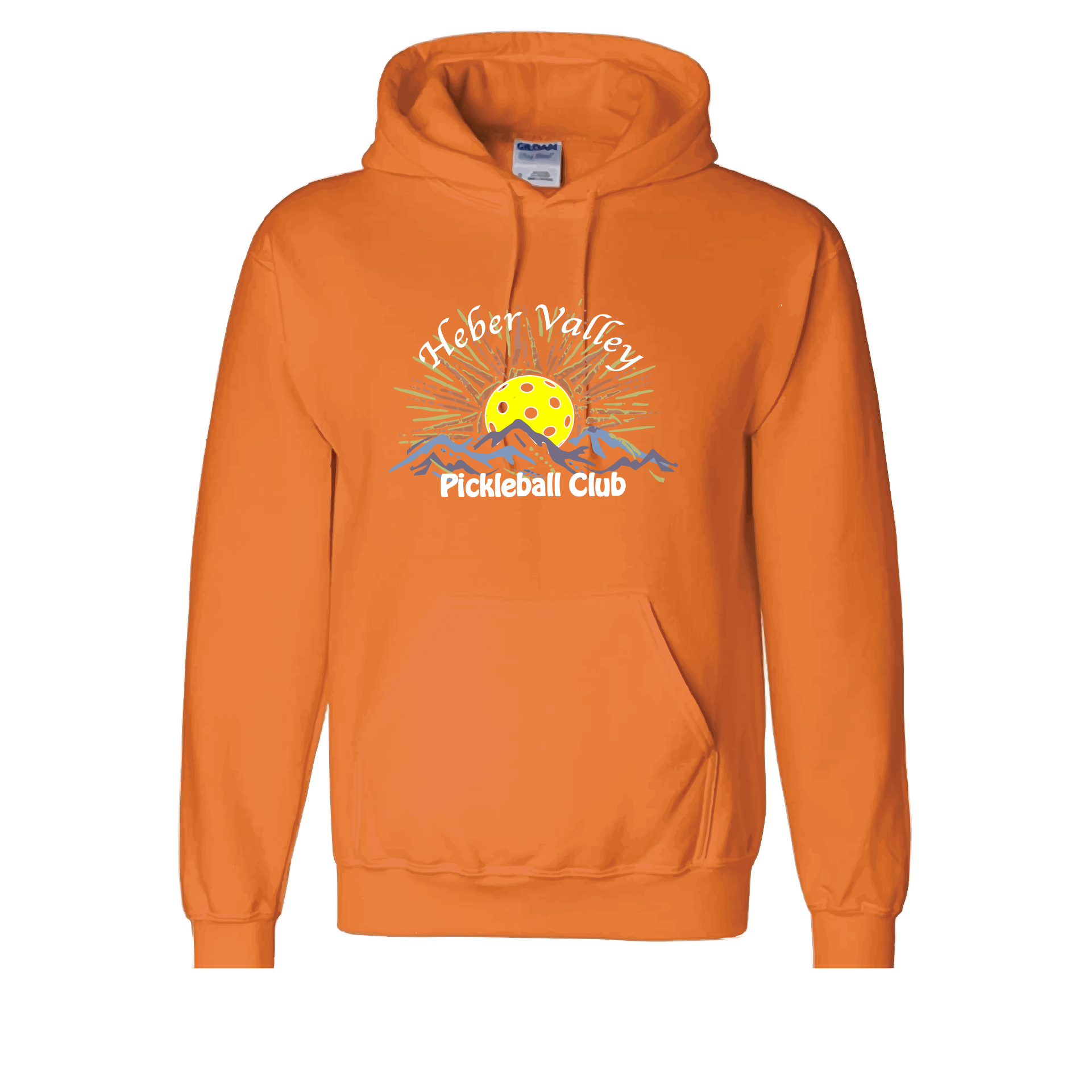 Pickleball Shirt Design: Heber Valley Pickleball Club  Customize your Design Size:  Full Front or Small Pocket Area  Unisex Hooded Sweatshirt: Moisture-wicking, double-lined hood, front pouch pocket.  This unisex hooded sweatshirt is ultra comfortable and soft. Stay warm on the Pickleball courts while being that hit with this one of kind design.