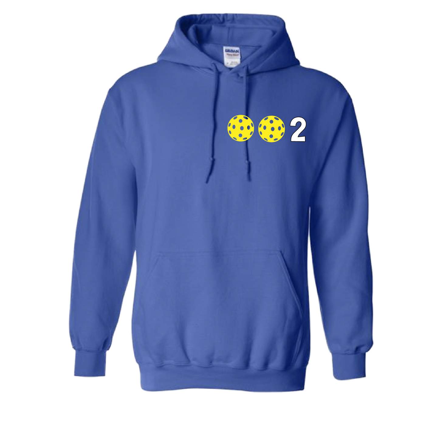 Design: 002 with Customizable Pickleball Ball colors (Yellow, White, Green)  Unisex Hooded Sweatshirt: Moisture-wicking, double-lined hood, front pouch pocket.  This unisex hooded sweatshirt is ultra comfortable and soft. Stay warm on the Pickleball courts while being that hit with this one of kind design.