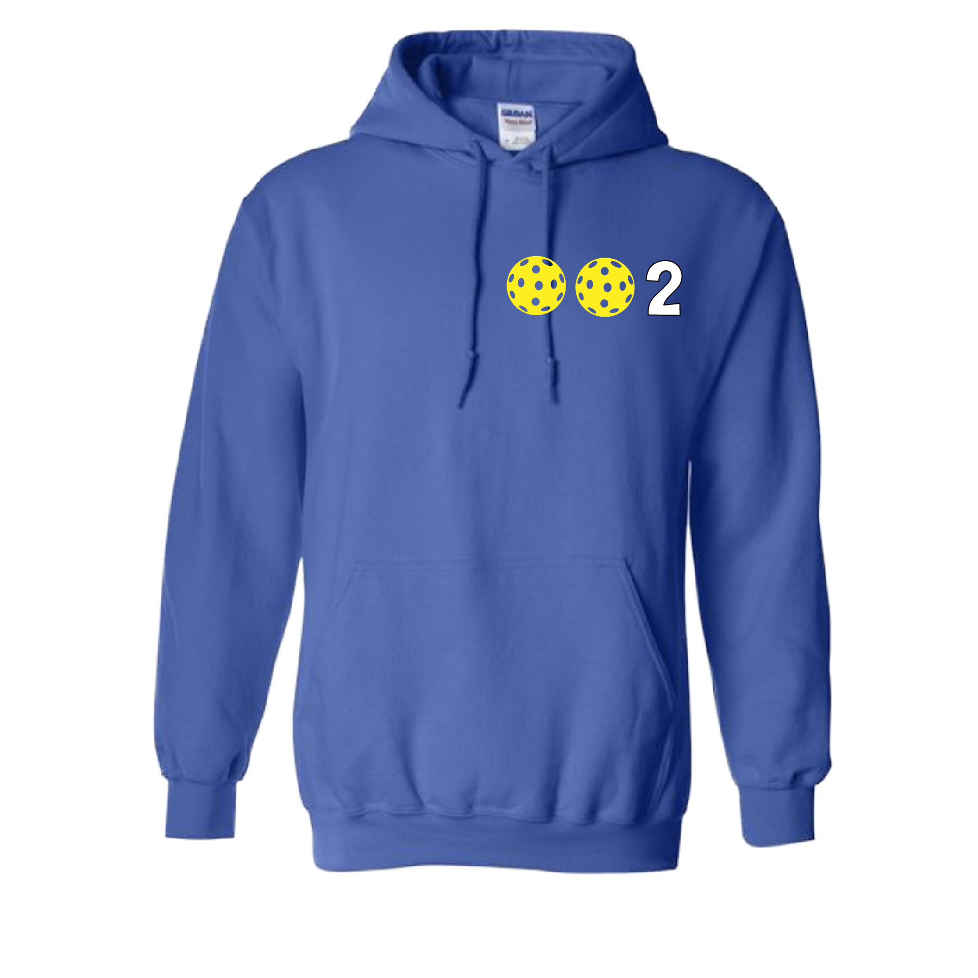 Design: 002 with Customizable Pickleball Ball colors (Yellow, White, Green)  Unisex Hooded Sweatshirt: Moisture-wicking, double-lined hood, front pouch pocket.  This unisex hooded sweatshirt is ultra comfortable and soft. Stay warm on the Pickleball courts while being that hit with this one of kind design.