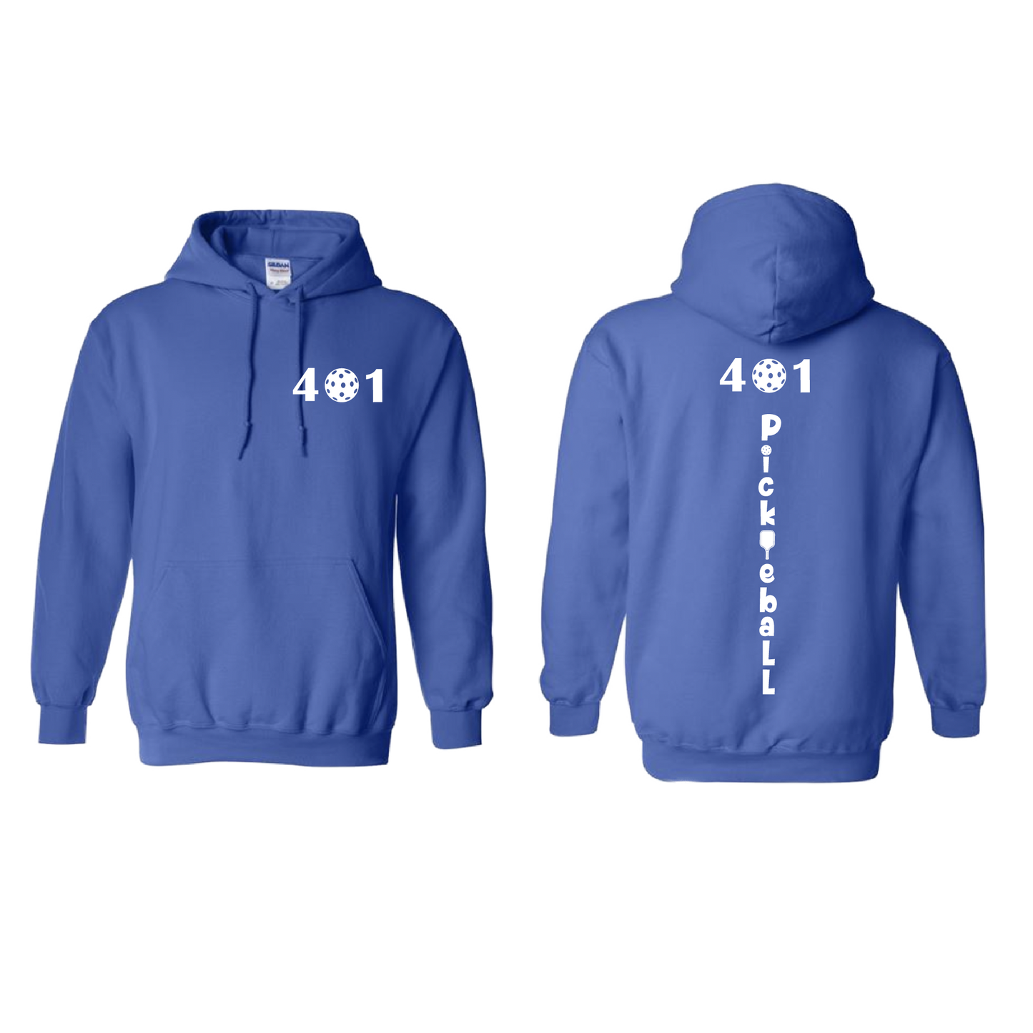 Design: 401 Pickleball  Unisex Hooded Sweatshirt: Moisture-wicking, double-lined hood, front pouch pocket.  This unisex hooded sweatshirt is ultra comfortable and soft. Stay warm on the Pickleball courts while being a hit with this one of kind design.