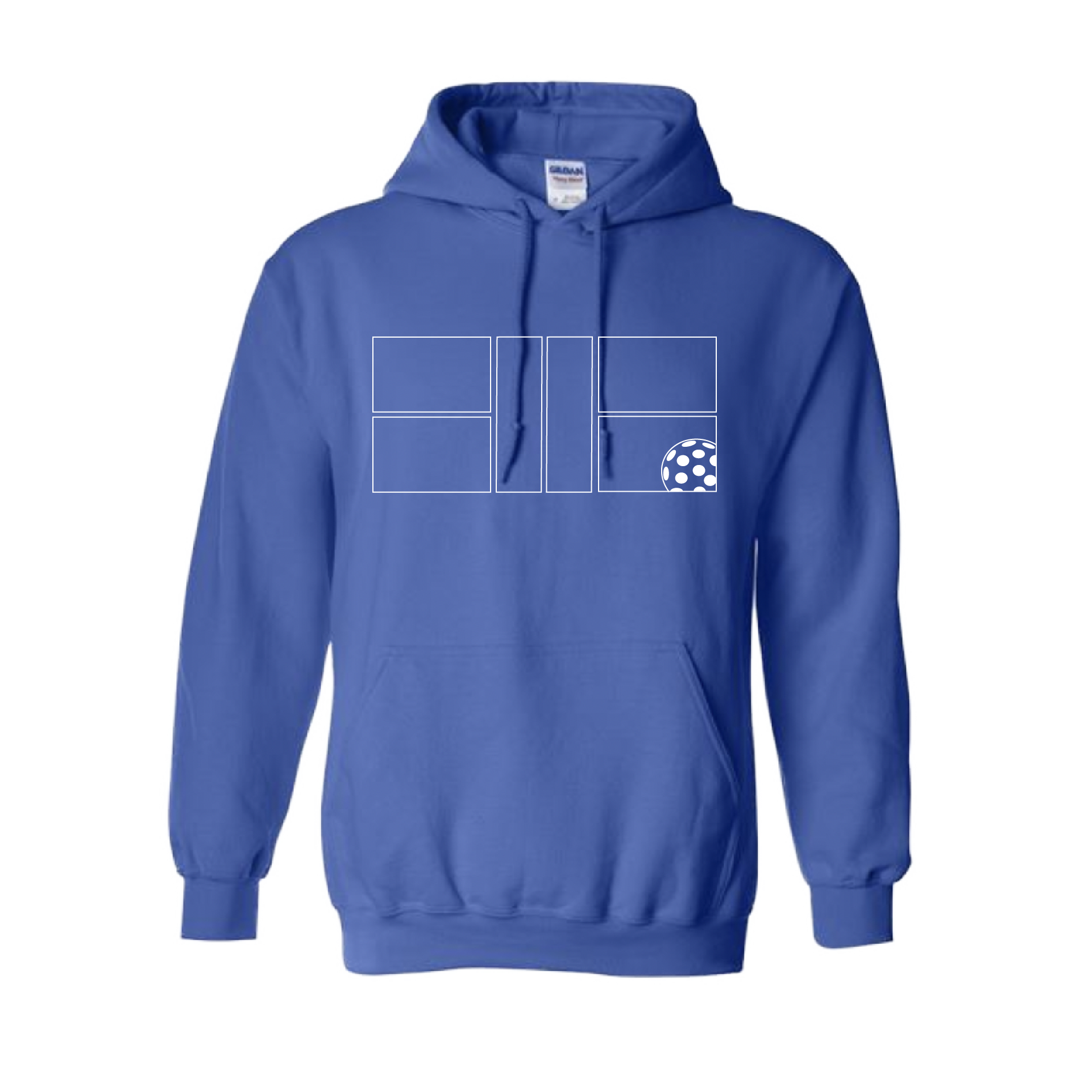 Pickleball Design: Pickleball Court with Pickleball  Unisex Hooded Sweatshirt: Moisture-wicking, double-lined hood, front pouch pocket.  This unisex hooded sweatshirt is ultra comfortable and soft. Stay warm on the Pickleball courts while being that hit with this one of kind design.