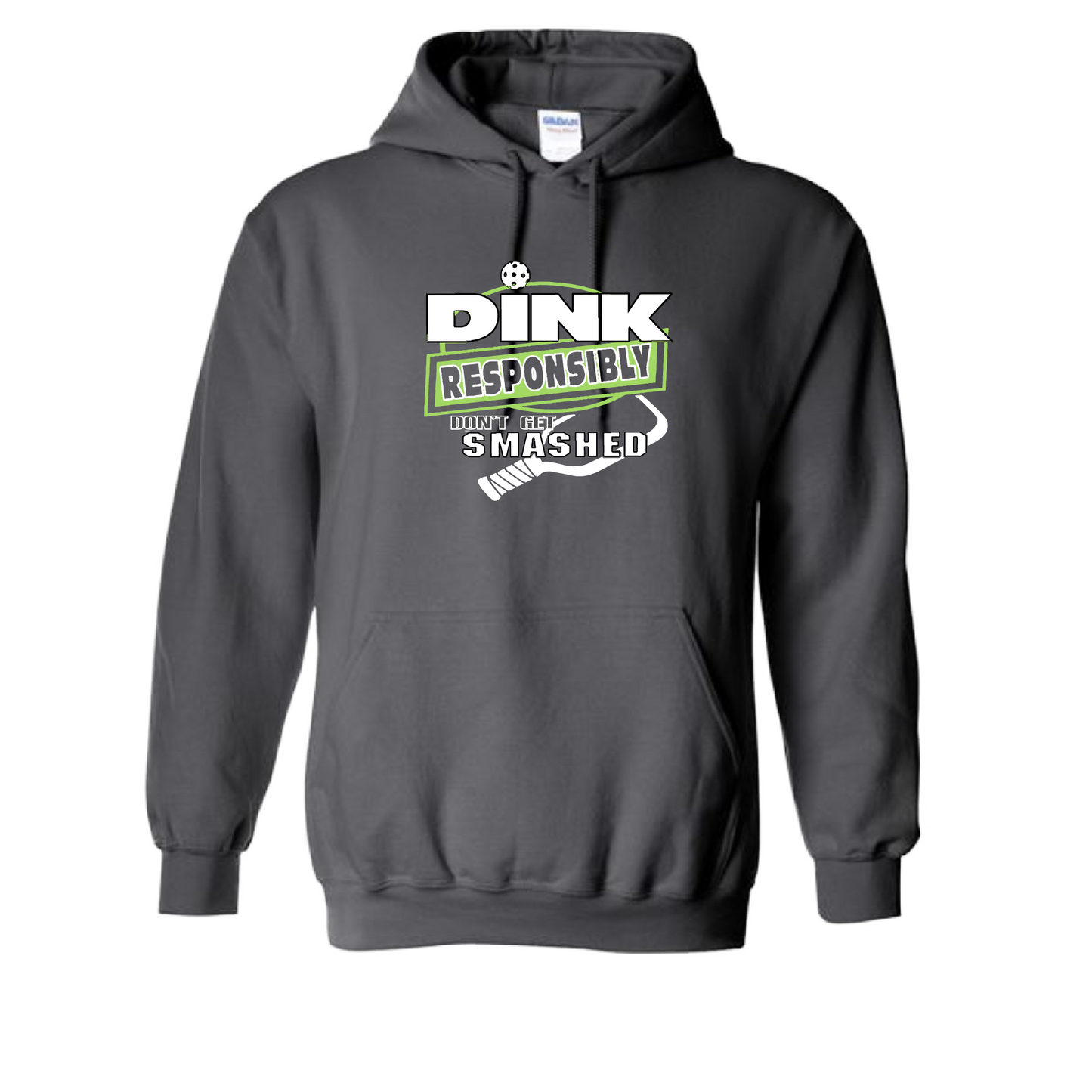 Pickleball Design:  Dink Responsibly – Don’t get Smashed  Unisex Hooded Sweatshirt: Moisture-wicking, double-lined hood, front pouch pocket.  This unisex hooded sweatshirt is ultra comfortable and soft. Stay warm on the Pickleball courts while being that hit with this one of kind design.