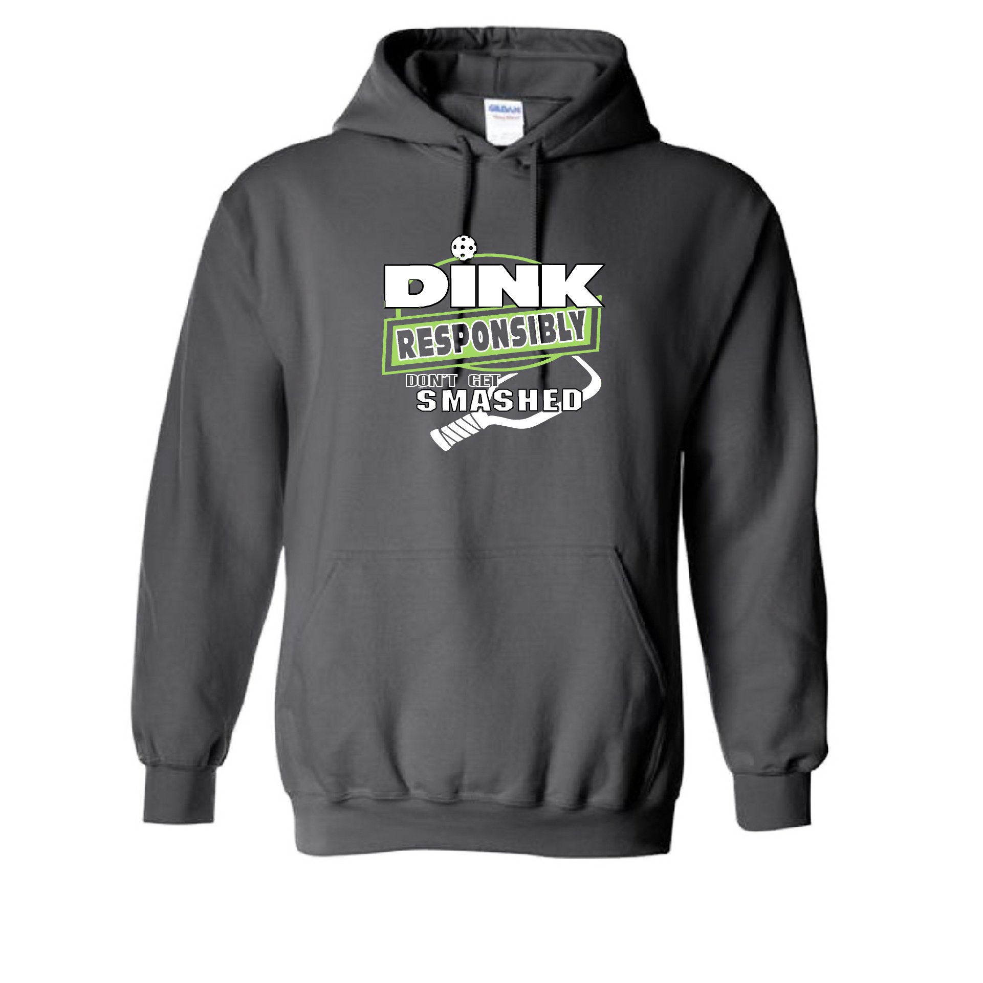 Pickleball Design:  Dink Responsibly – Don’t get Smashed  Unisex Hooded Sweatshirt: Moisture-wicking, double-lined hood, front pouch pocket.  This unisex hooded sweatshirt is ultra comfortable and soft. Stay warm on the Pickleball courts while being that hit with this one of kind design.