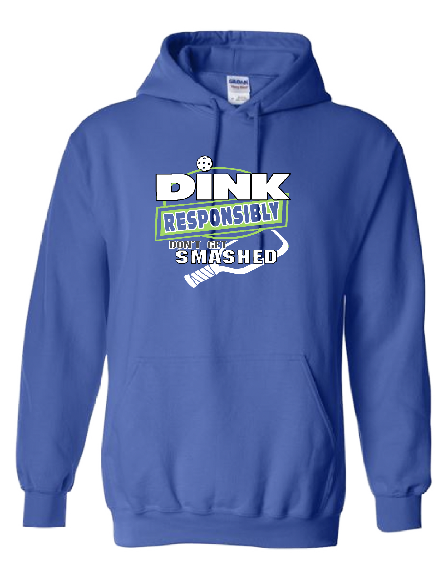 Pickleball Design:  Dink Responsibly – Don’t get Smashed  Unisex Hooded Sweatshirt: Moisture-wicking, double-lined hood, front pouch pocket.  This unisex hooded sweatshirt is ultra comfortable and soft. Stay warm on the Pickleball courts while being that hit with this one of kind design.