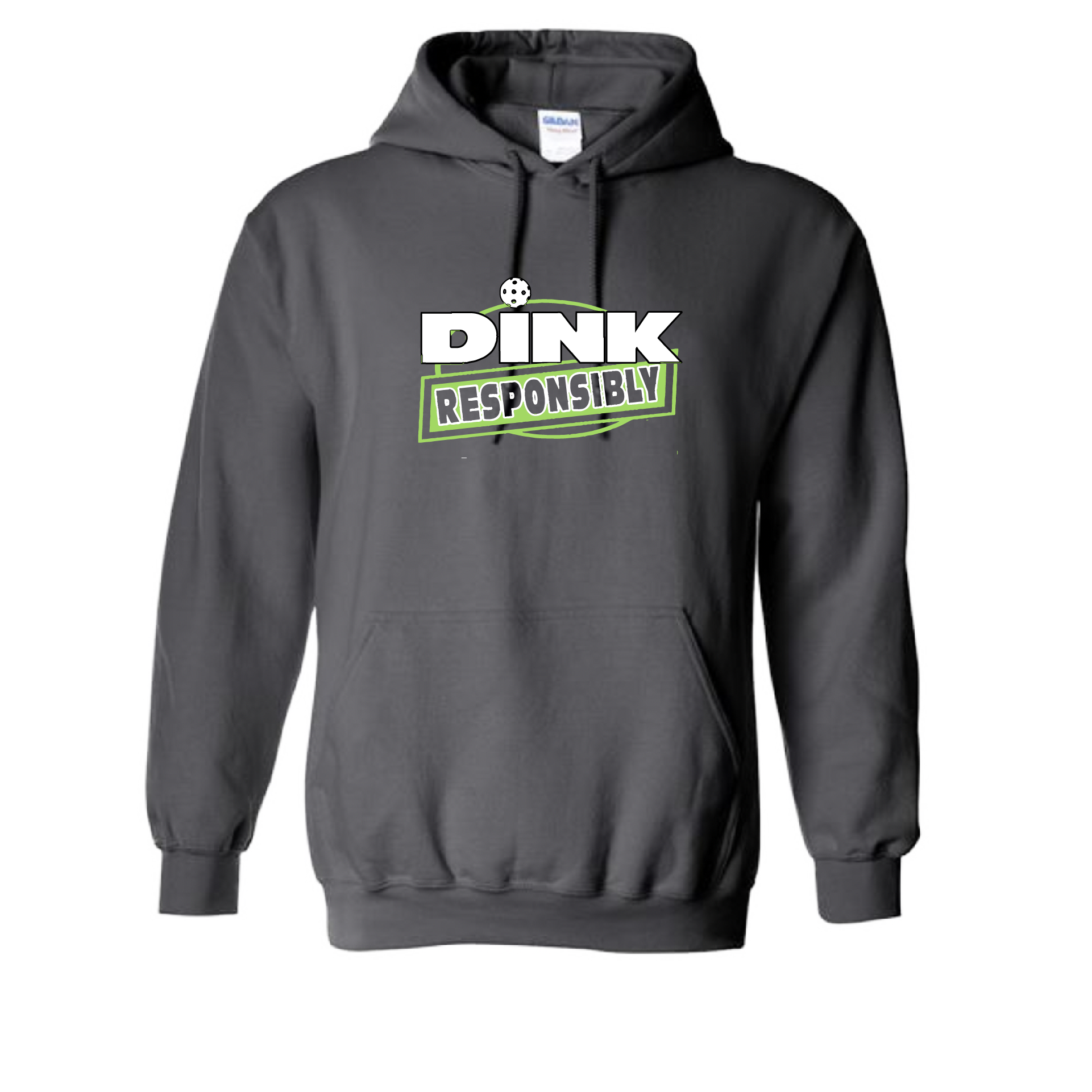 Pickleball Design: Dink Responsibly  Unisex Hooded Sweatshirt: Moisture-wicking, double-lined hood, front pouch pocket.  This unisex hooded sweatshirt is ultra comfortable and soft. Stay warm on the Pickleball courts while being that hit with this one of kind design.