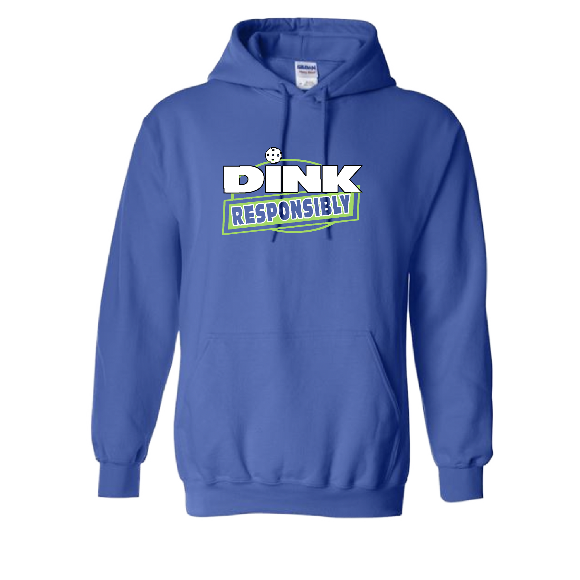 Pickleball Design: Dink Responsibly  Unisex Hooded Sweatshirt: Moisture-wicking, double-lined hood, front pouch pocket.  This unisex hooded sweatshirt is ultra comfortable and soft. Stay warm on the Pickleball courts while being that hit with this one of kind design.