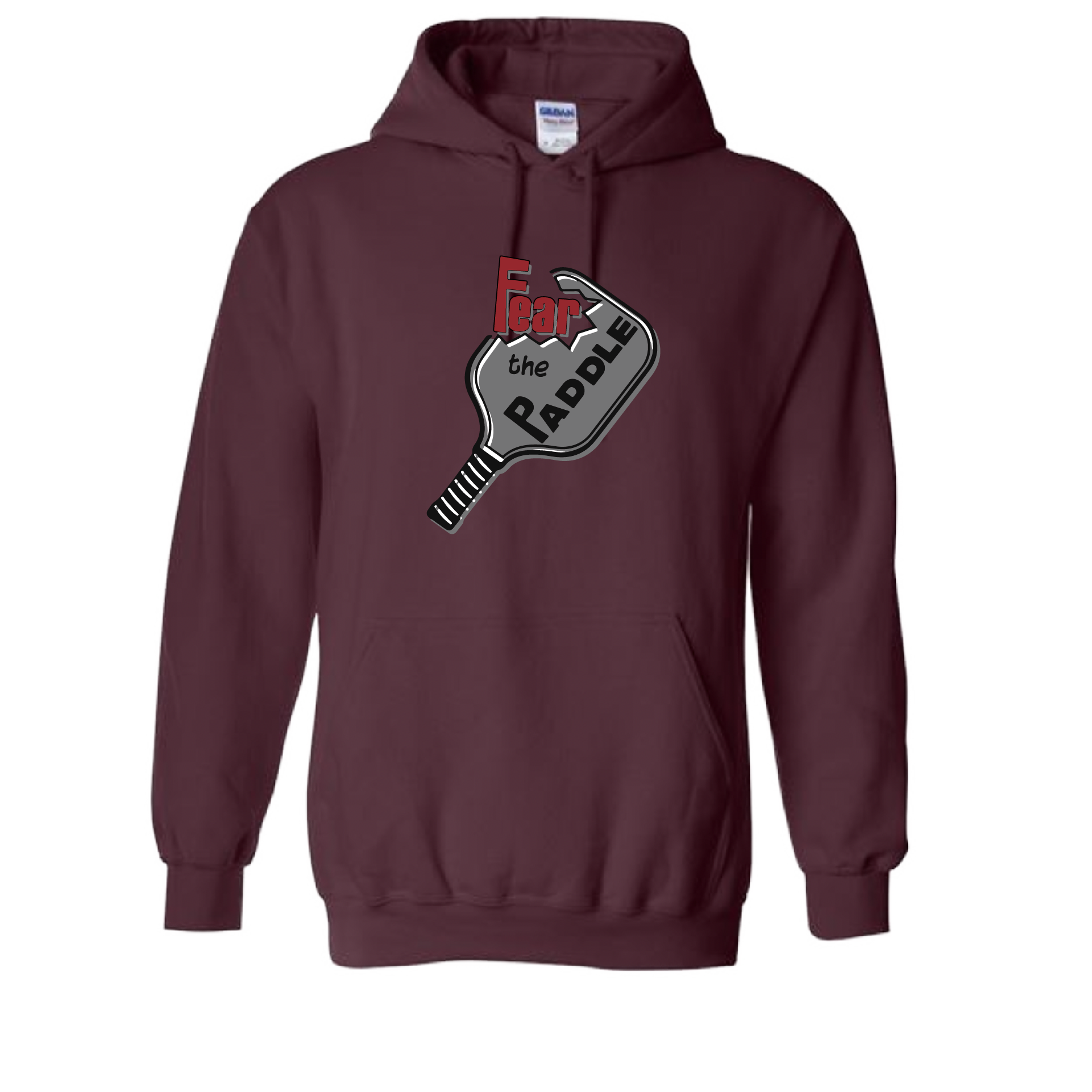 Pickleball Design: Fear the Paddle  Unisex Hooded Sweatshirt: Moisture-wicking, double-lined hood, front pouch pocket.  This unisex hooded sweatshirt is ultra comfortable and soft. Stay warm on the Pickleball courts while being that hit with this one of kind design.