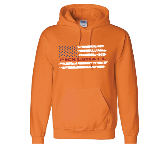 Design: Pickleball Flag Horizontal or Vertial  Unisex Hooded Sweatshirt: Moisture-wicking, double-lined hood, front pouch pocket.  This unisex hooded sweatshirt is ultra comfortable and soft. Stay warm on the Pickleball courts while being that hit with this one of kind 