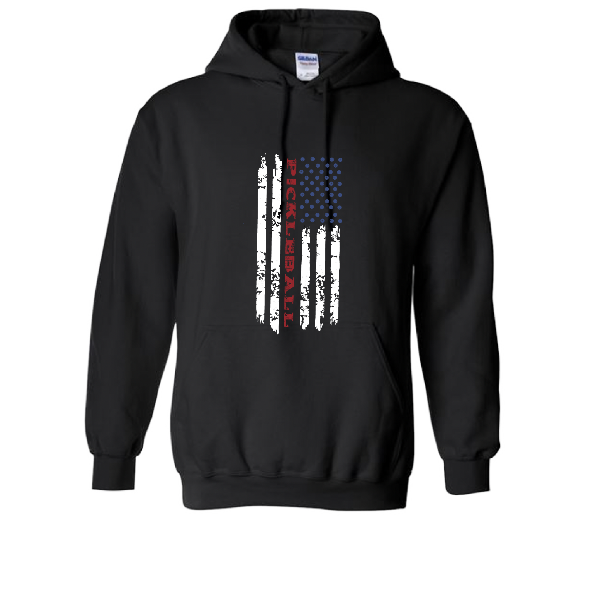 Design: Pickleball Flag Horizontal or Vertial  Unisex Hooded Sweatshirt: Moisture-wicking, double-lined hood, front pouch pocket.  This unisex hooded sweatshirt is ultra comfortable and soft. Stay warm on the Pickleball courts while being that hit with this one of kind 