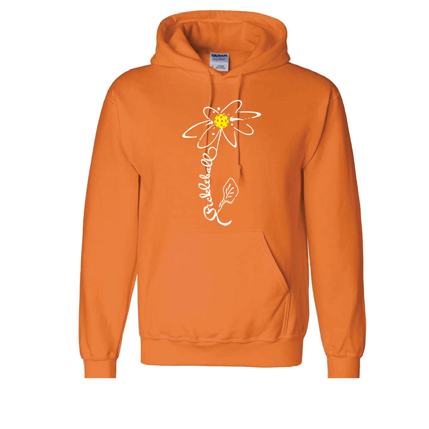 Pickleball Design: Pickleball Flower  Unisex Hooded Sweatshirt: Moisture-wicking, double-lined hood, front pouch pocket.  This unisex hooded sweatshirt is ultra comfortable and soft. Stay warm on the Pickleball courts while being that hit with this one of kind design.