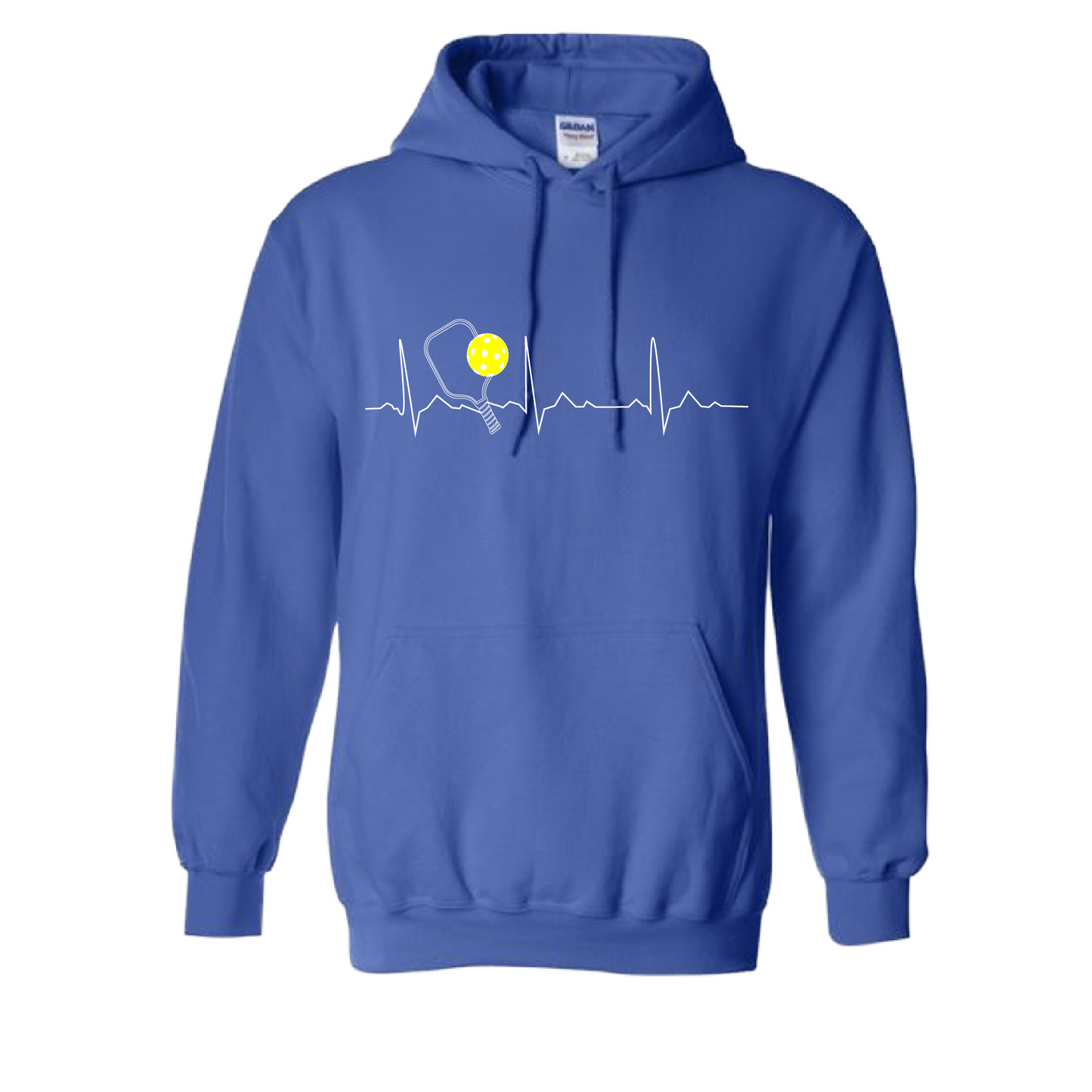 Pickleball Design: Heartbeat  Unisex Hooded Sweatshirt: Moisture-wicking, double-lined hood, front pouch pocket.  This unisex hooded sweatshirt is ultra comfortable and soft. Stay warm on the Pickleball courts while being that hit with this one of kind design.