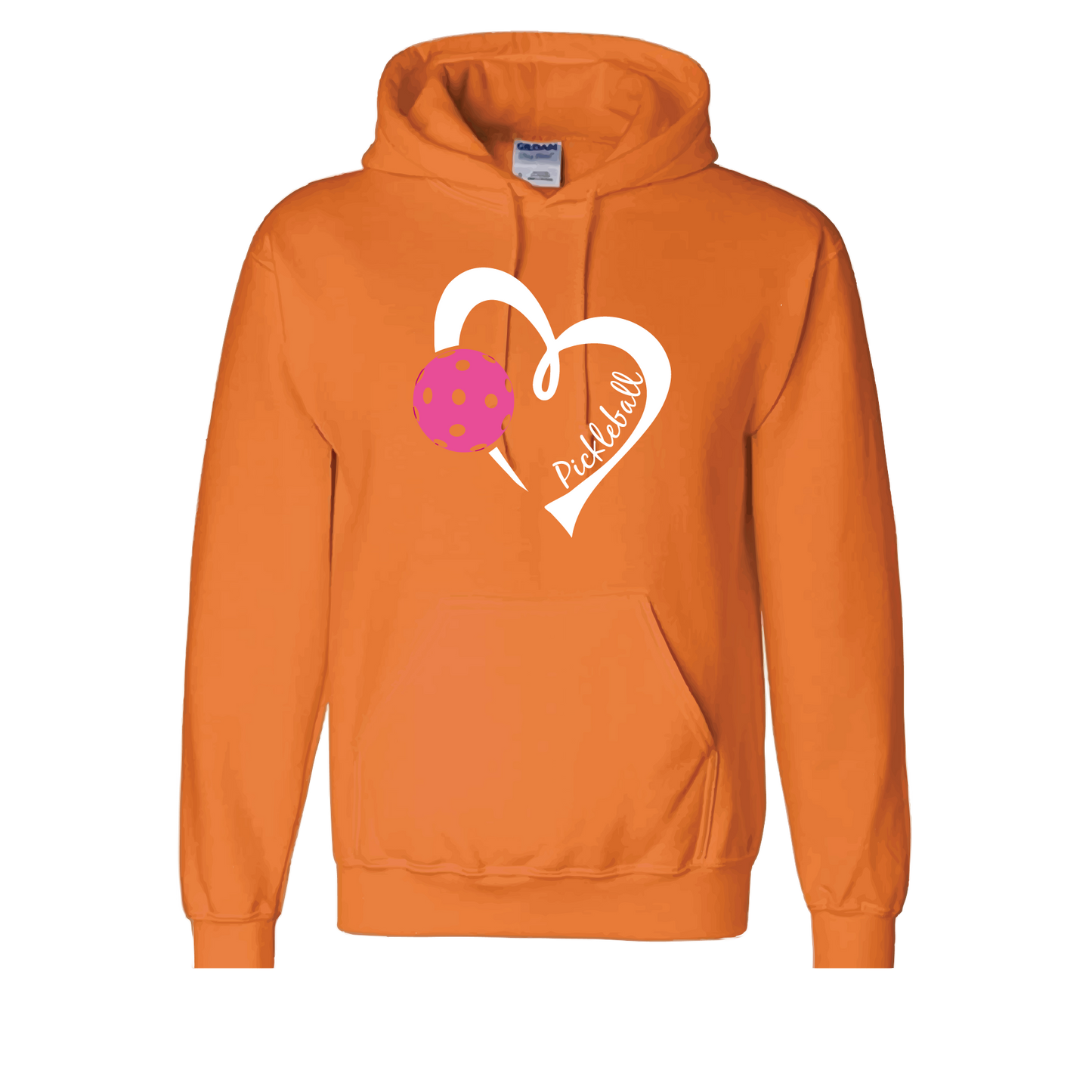 Pickleball Design: Heart with Pickleball  Unisex Hooded Sweatshirt: Moisture-wicking, double-lined hood, front pouch pocket.  This unisex hooded sweatshirt is ultra comfortable and soft. Stay warm on the Pickleball courts while being that hit with this one of kind design.