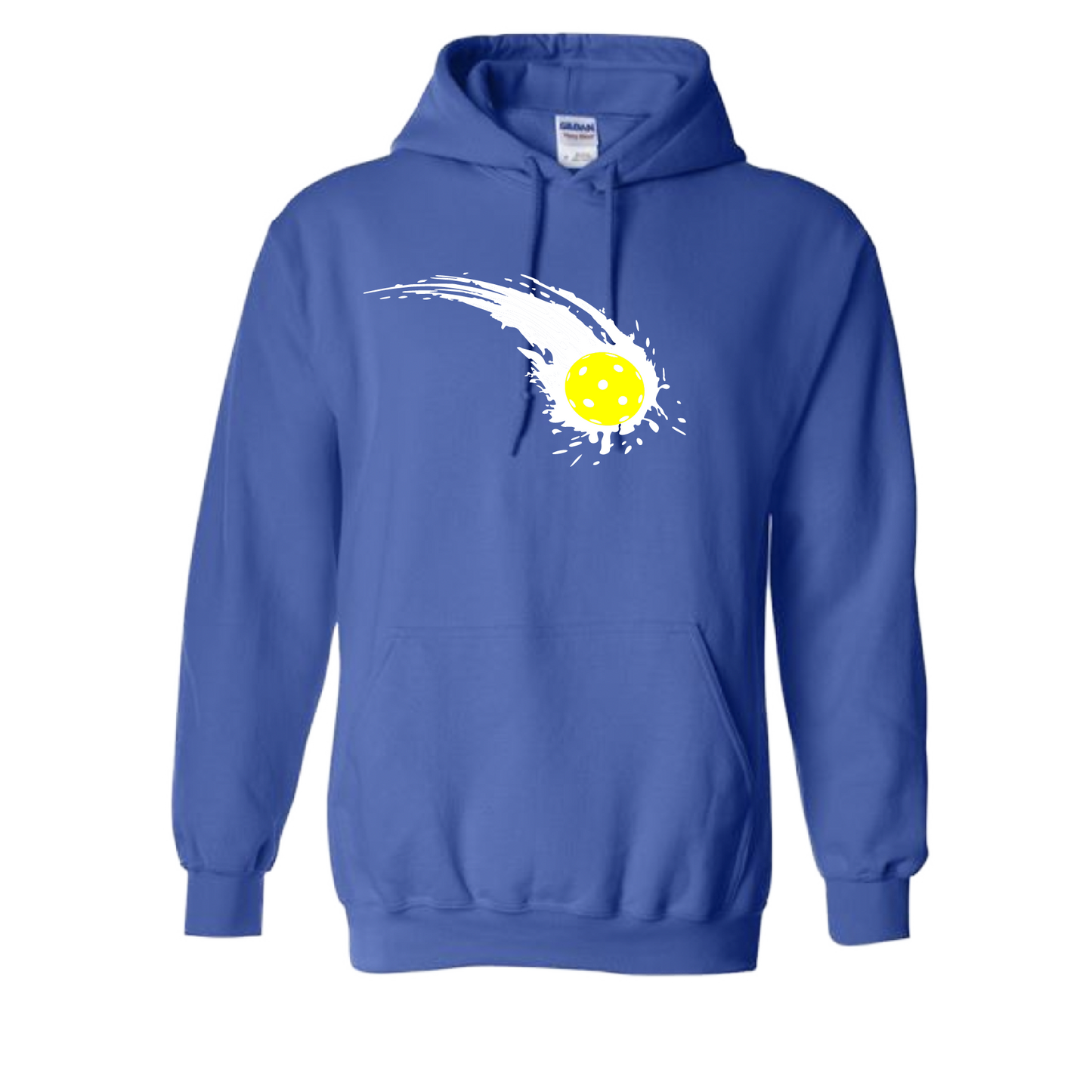 Pickleball Design: Impact  Unisex Hooded Sweatshirt: Moisture-wicking, double-lined hood, front pouch pocket.  This unisex hooded sweatshirt is ultra comfortable and soft. Stay warm on the Pickleball courts while being that hit with this one of kind design.