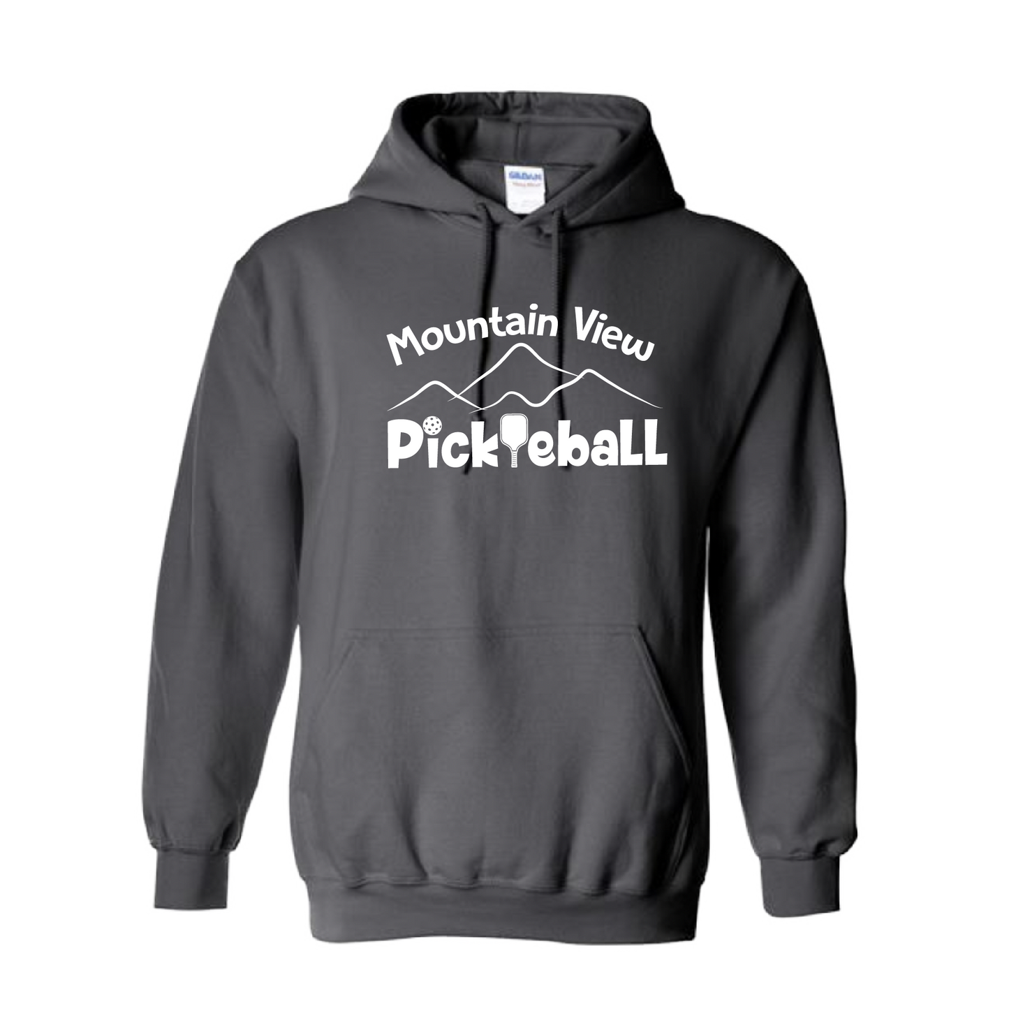 Pickleball Design: Mountain View Pickleball  Unisex Hooded Sweatshirt: 50/50 Cotton/Polyester, Moisture-wicking, double-lined hood, front pouch pocket.  This unisex hooded sweatshirt is ultra comfortable and soft. Stay warm on the Pickleball courts while being that hit with this one of kind design.