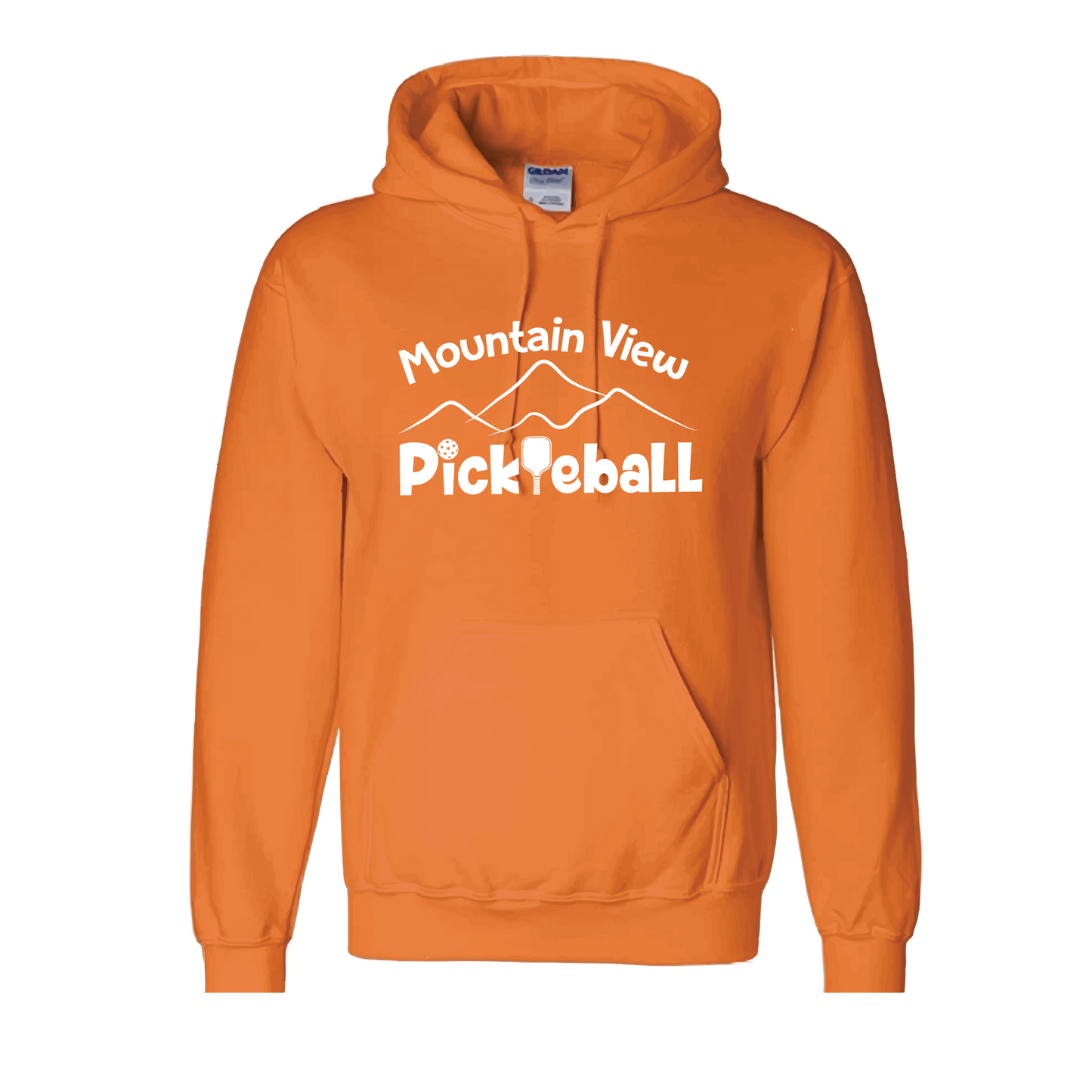 Pickleball Design: Mountain View Pickleball  Unisex Hooded Sweatshirt: 50/50 Cotton/Polyester, Moisture-wicking, double-lined hood, front pouch pocket.  This unisex hooded sweatshirt is ultra comfortable and soft. Stay warm on the Pickleball courts while being that hit with this one of kind design.