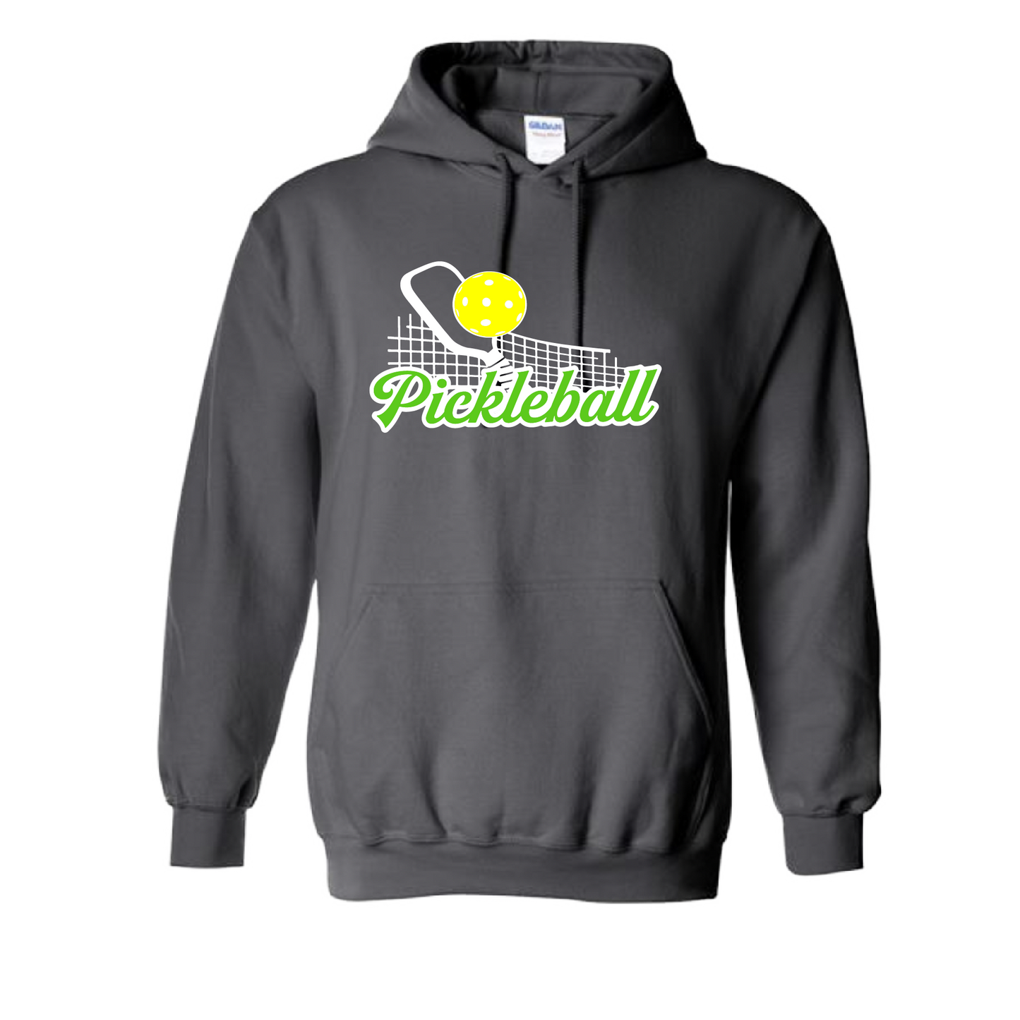 Pickleball Design: Pickleball and Net  Unisex Hooded Sweatshirt: Moisture-wicking, double-lined hood, front pouch pocket.  This unisex hooded sweatshirt is ultra comfortable and soft. Stay warm on the Pickleball courts while being that hit with this one of kind design.