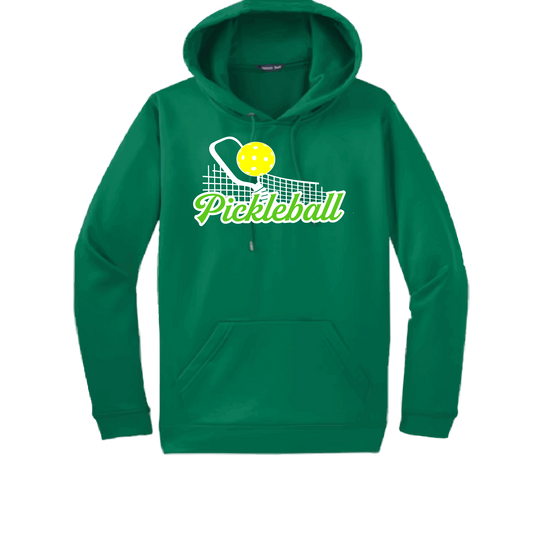 Pickleball Design: Pickleball and Net  Unisex Hooded Sweatshirt: Moisture-wicking, double-lined hood, front pouch pocket.  This unisex hooded sweatshirt is ultra comfortable and soft. Stay warm on the Pickleball courts while being that hit with this one of kind design.