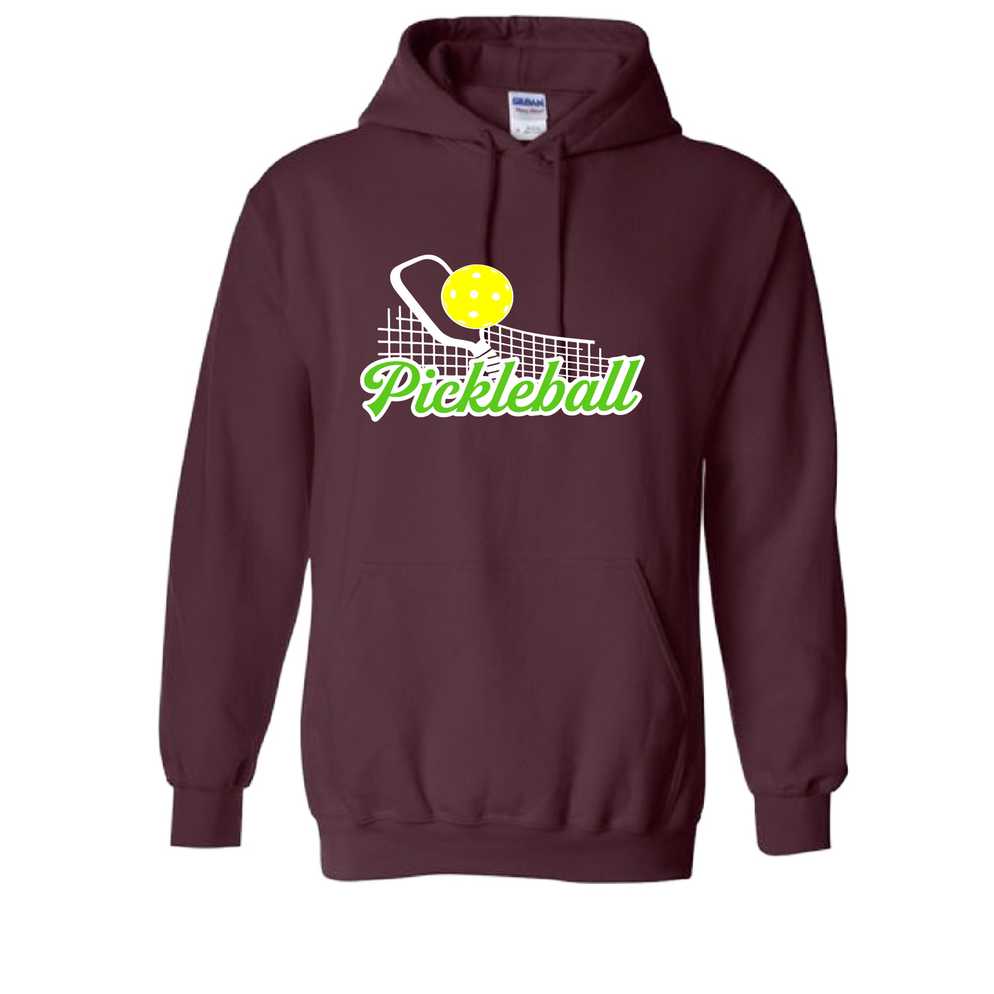 Pickleball Design: Pickleball and Net  Unisex Hooded Sweatshirt: Moisture-wicking, double-lined hood, front pouch pocket.  This unisex hooded sweatshirt is ultra comfortable and soft. Stay warm on the Pickleball courts while being that hit with this one of kind design.