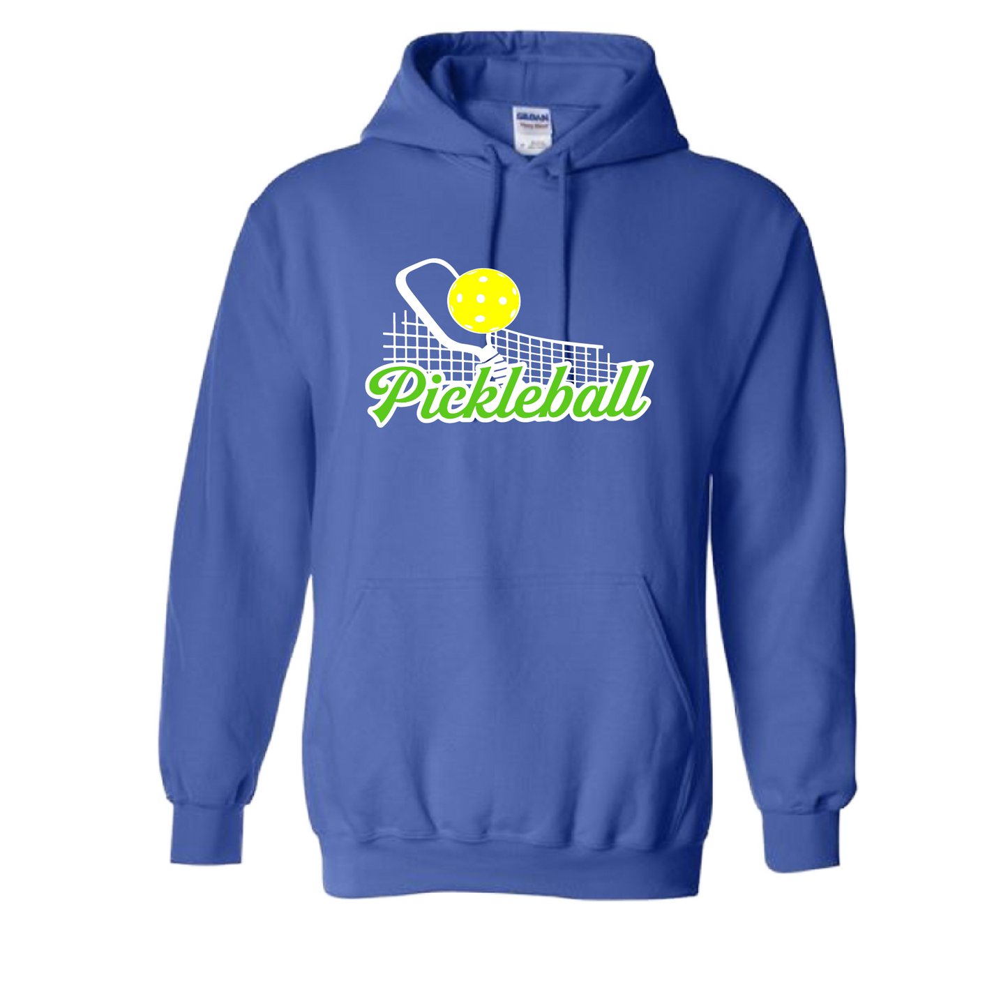 Pickleball Design: Pickleball and Net  Unisex Hooded Sweatshirt: Moisture-wicking, double-lined hood, front pouch pocket.  This unisex hooded sweatshirt is ultra comfortable and soft. Stay warm on the Pickleball courts while being that hit with this one of kind design.