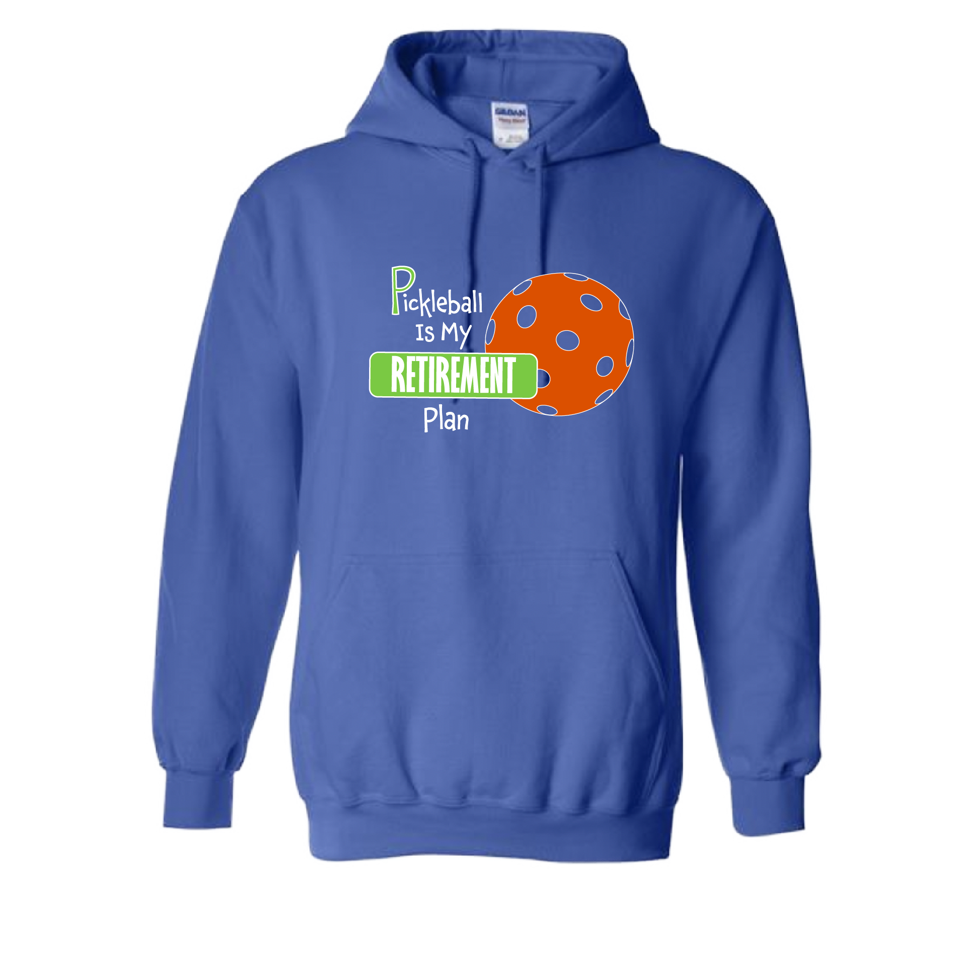 Pickleball Design: Pickleball is my Retirement Plan  Unisex Hooded Sweatshirt: Moisture-wicking, double-lined hood, front pouch pocket.  This unisex hooded sweatshirt is ultra comfortable and soft. Stay warm on the Pickleball courts while being that hit with this one of kind design.