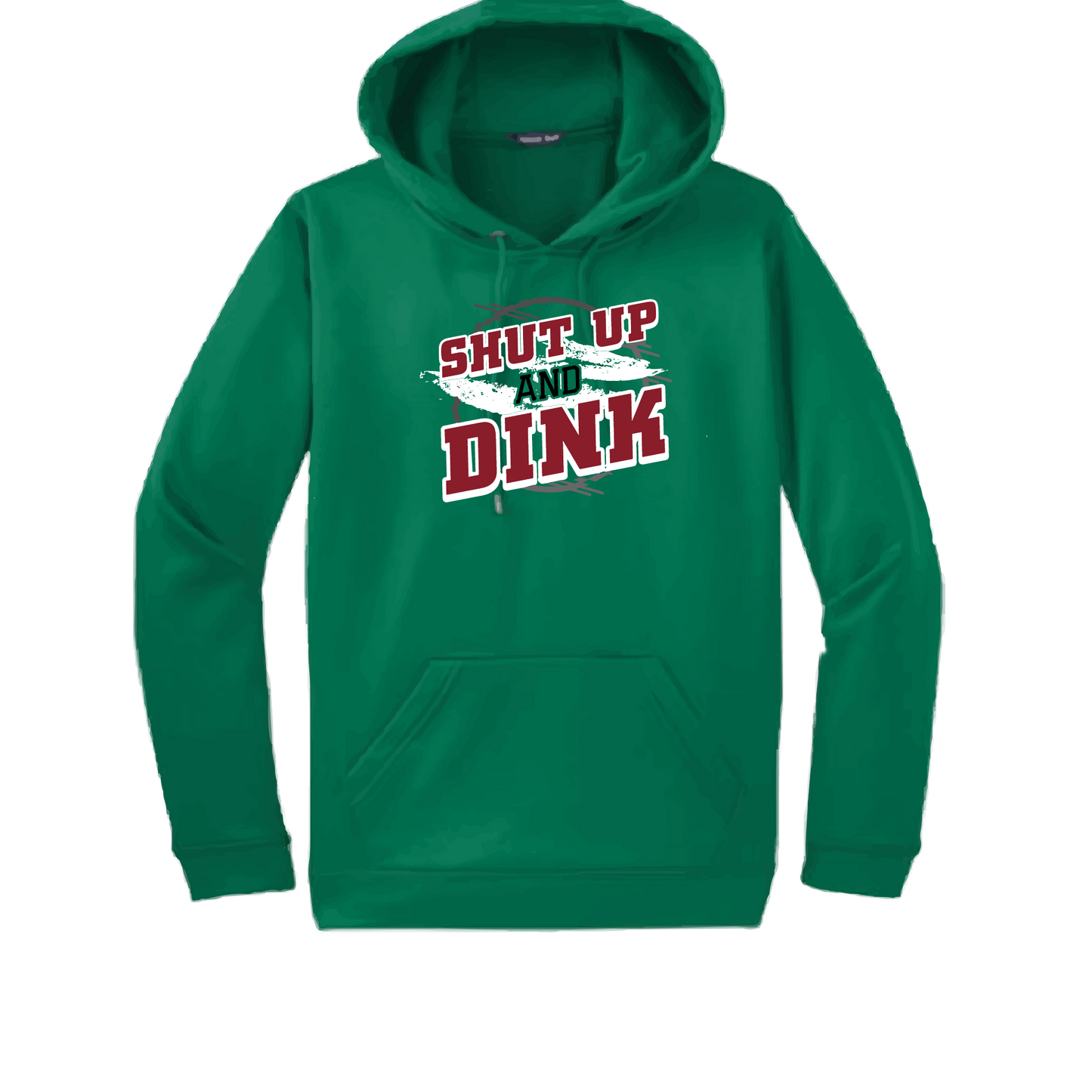 Pickleball Design: Shut Up and Dink  Unisex Hooded Sweatshirt: Moisture-wicking, double-lined hood, front pouch pocket.  This unisex hooded sweatshirt is ultra comfortable and soft. Stay warm on the Pickleball courts while being that hit with this one of kind design.