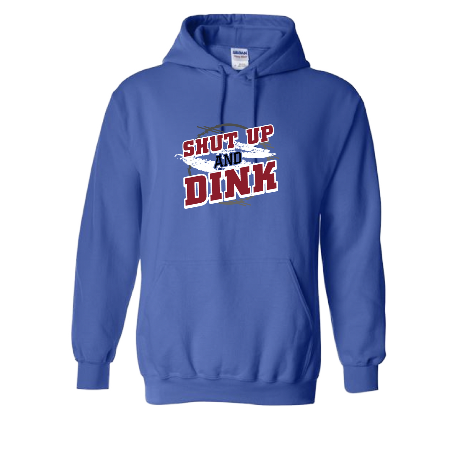 Pickleball Design: Shut Up and Dink  Unisex Hooded Sweatshirt: Moisture-wicking, double-lined hood, front pouch pocket.  This unisex hooded sweatshirt is ultra comfortable and soft. Stay warm on the Pickleball courts while being that hit with this one of kind design.