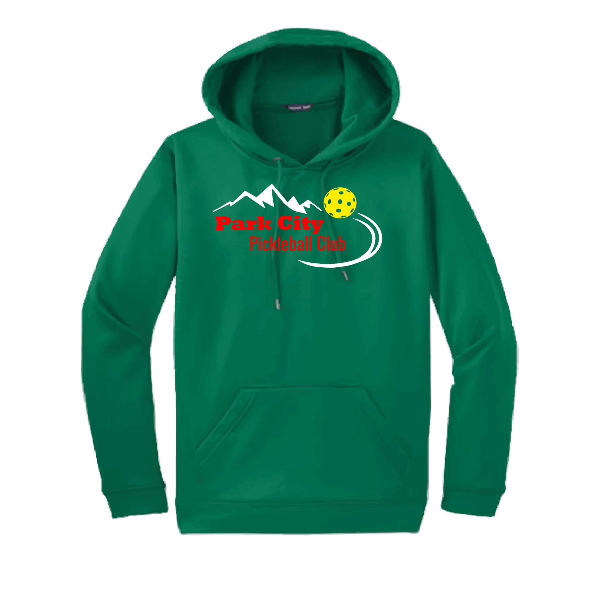 Pickleball Design: Park City Pickleball Club (red words)  Unisex Hooded Sweatshirt: Moisture-wicking, double-lined hood, front pouch pocket.  This unisex hooded sweatshirt is ultra comfortable and soft. Stay warm on the Pickleball courts while being that hit with this one of kind design.