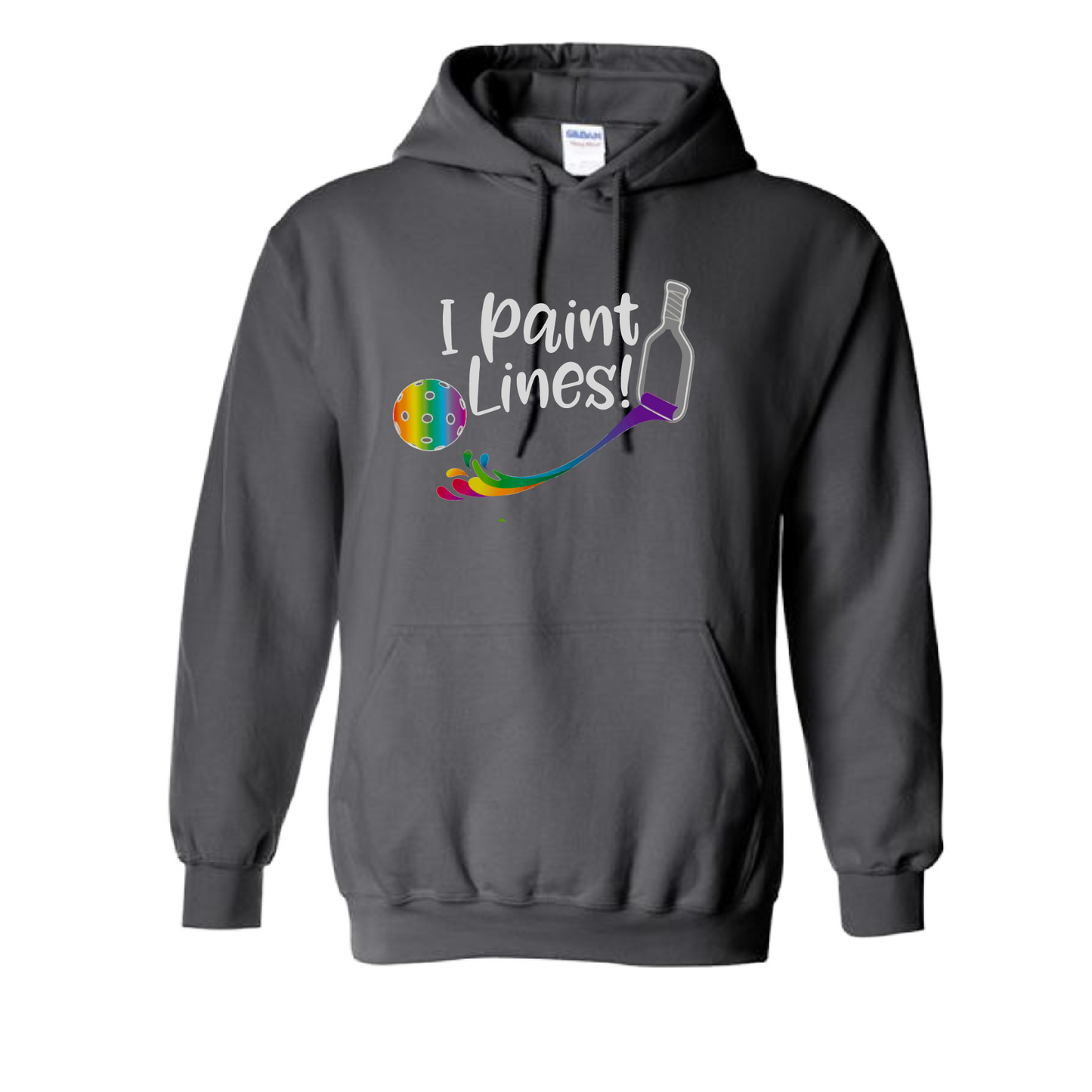 Pickleball Design: I Paint Lines  Unisex Hooded Sweatshirt: Moisture-wicking, double-lined hood, front pouch pocket.  This unisex hooded sweatshirt is ultra comfortable and soft. Stay warm on the Pickleball courts while being that hit with this one of kind design.