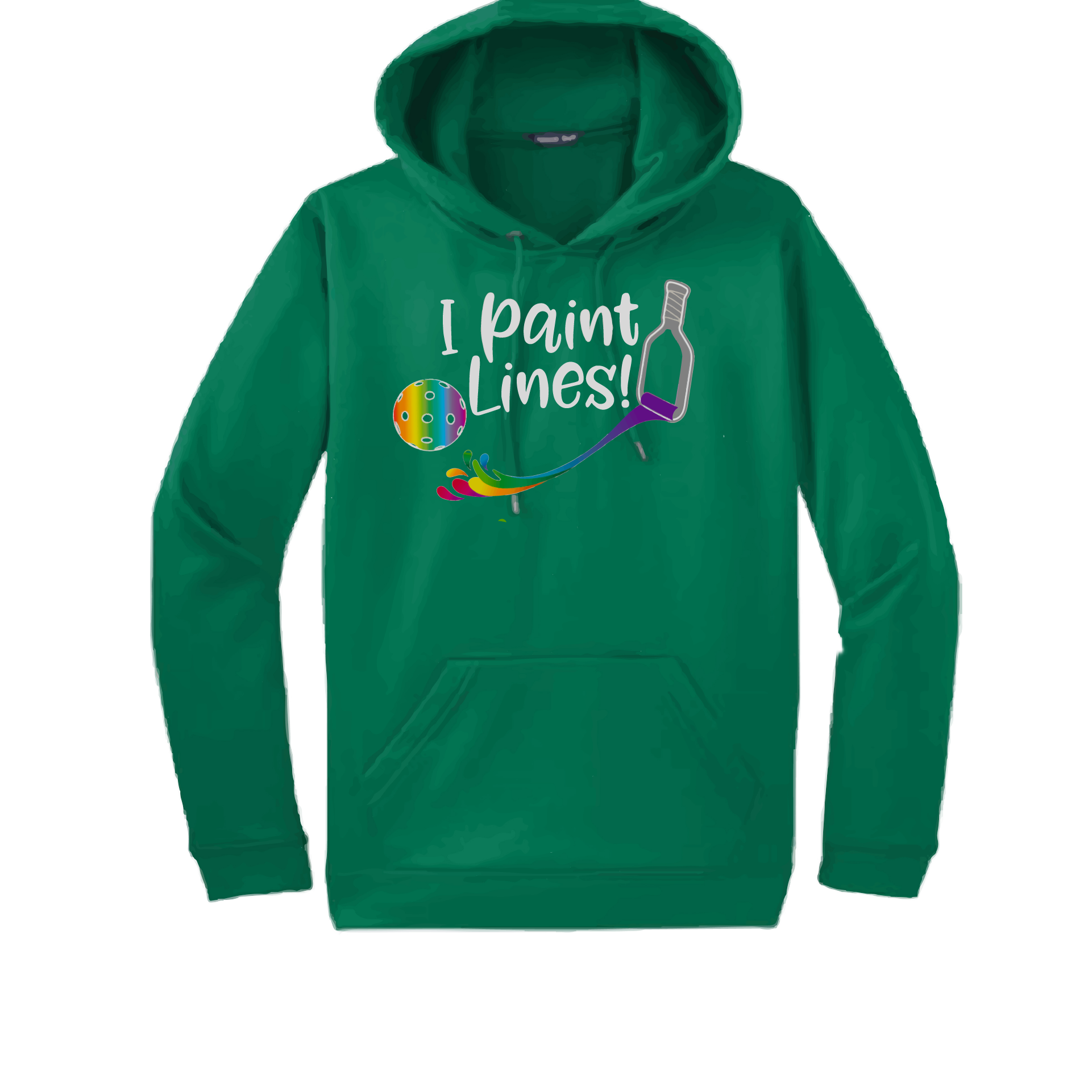 Pickleball Design: I Paint Lines  Unisex Hooded Sweatshirt: Moisture-wicking, double-lined hood, front pouch pocket.  This unisex hooded sweatshirt is ultra comfortable and soft. Stay warm on the Pickleball courts while being that hit with this one of kind design.