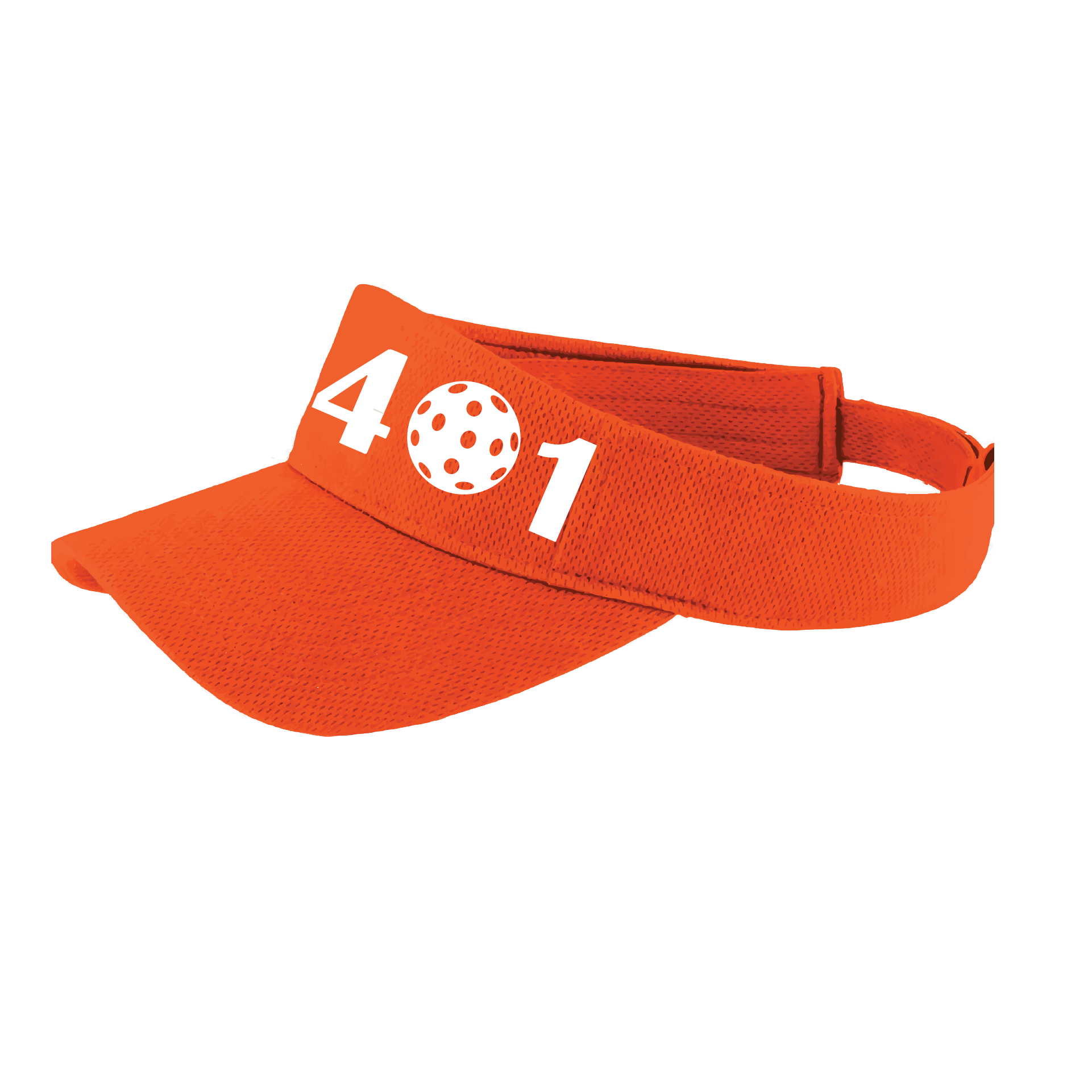 Design: 401 Rhode Island Pickleball Club  This fun pickleball visor is the perfect accessory for all pickleball players needing to keep their focus on the game and not the sun. The moisture-wicking material is made of 100% polyester with closed-hole flat back mesh and PosiCharge Technology. The back closure is a hook and loop style made to adjust to every adult.