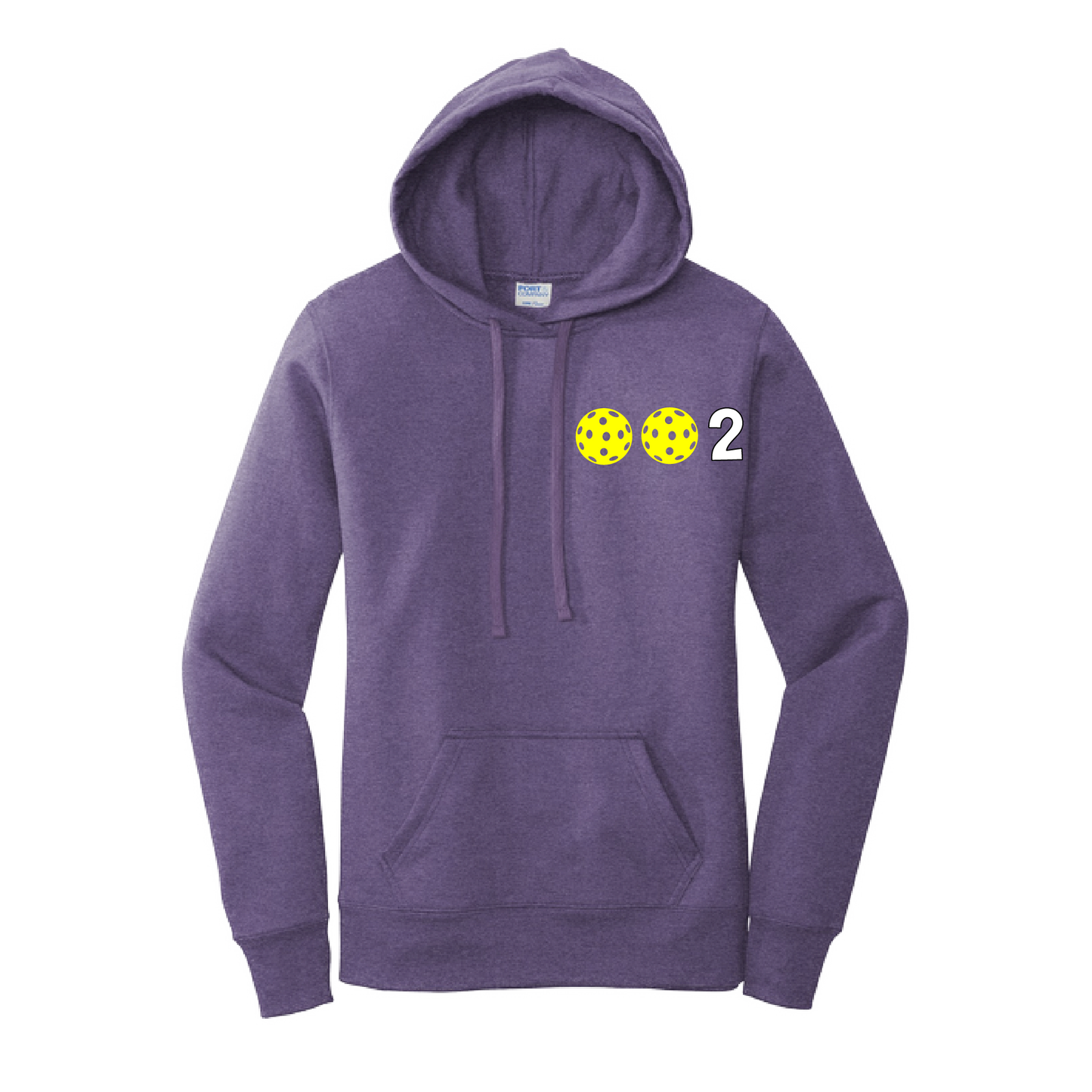 Design: 002 with Customizable Ball color (Yellow, White, Pink, Orange, Purple)  Women's Hooded pullover Sweatshirt: 50/50 Cotton/Poly fleece.  Turn up the volume in this Women's Sweatshirts with its perfect mix of softness and attitude. Ultra soft lined inside with a lined hood also. This is fitted nicely for a women's figure. Front pouch p