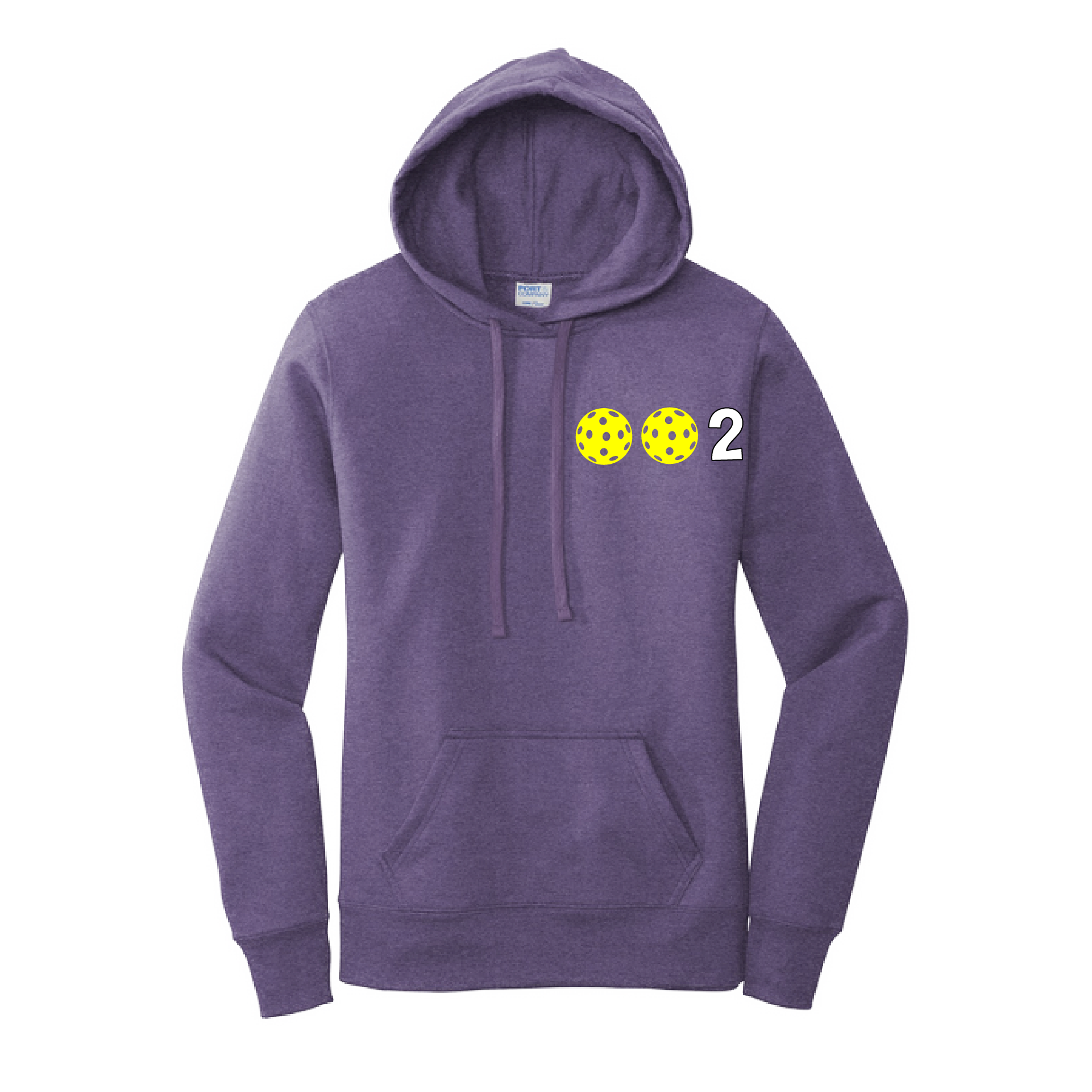Design: 002 with Customizable Ball color (Yellow, White, Pink, Orange, Purple)  Women's Hooded pullover Sweatshirt: 50/50 Cotton/Poly fleece.  Turn up the volume in this Women's Sweatshirts with its perfect mix of softness and attitude. Ultra soft lined inside with a lined hood also. This is fitted nicely for a women's figure. Front pouch p